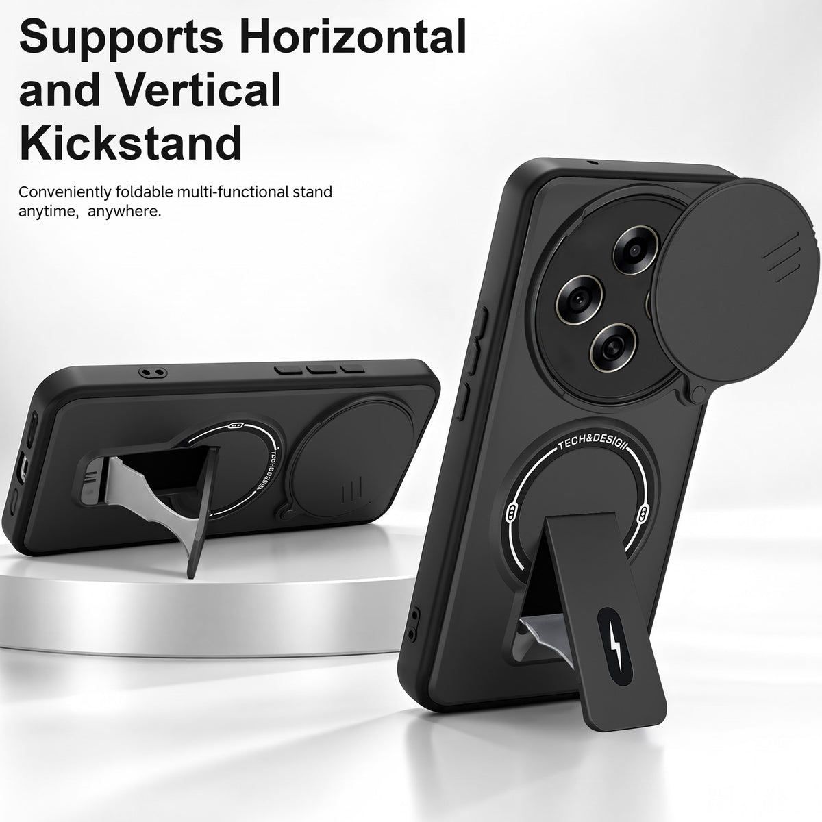 For Oppo F31 Pro Back Case Cover Metallic (Hybrid Armor Kickstand | Sliding Shutter Camera Protection | MagSafe Compatible)