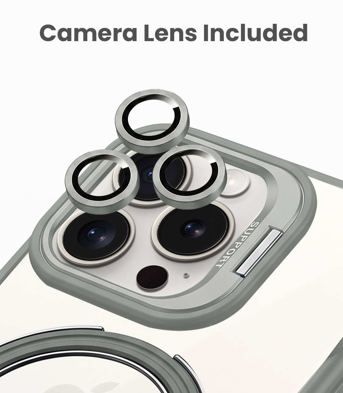 For Apple iPhone 15 Pro Back Cover Case Crystal (Lifetime Anti Yellow | Magnetic Ring Stand | Camera Lens Protection | MagSafe Compatible)