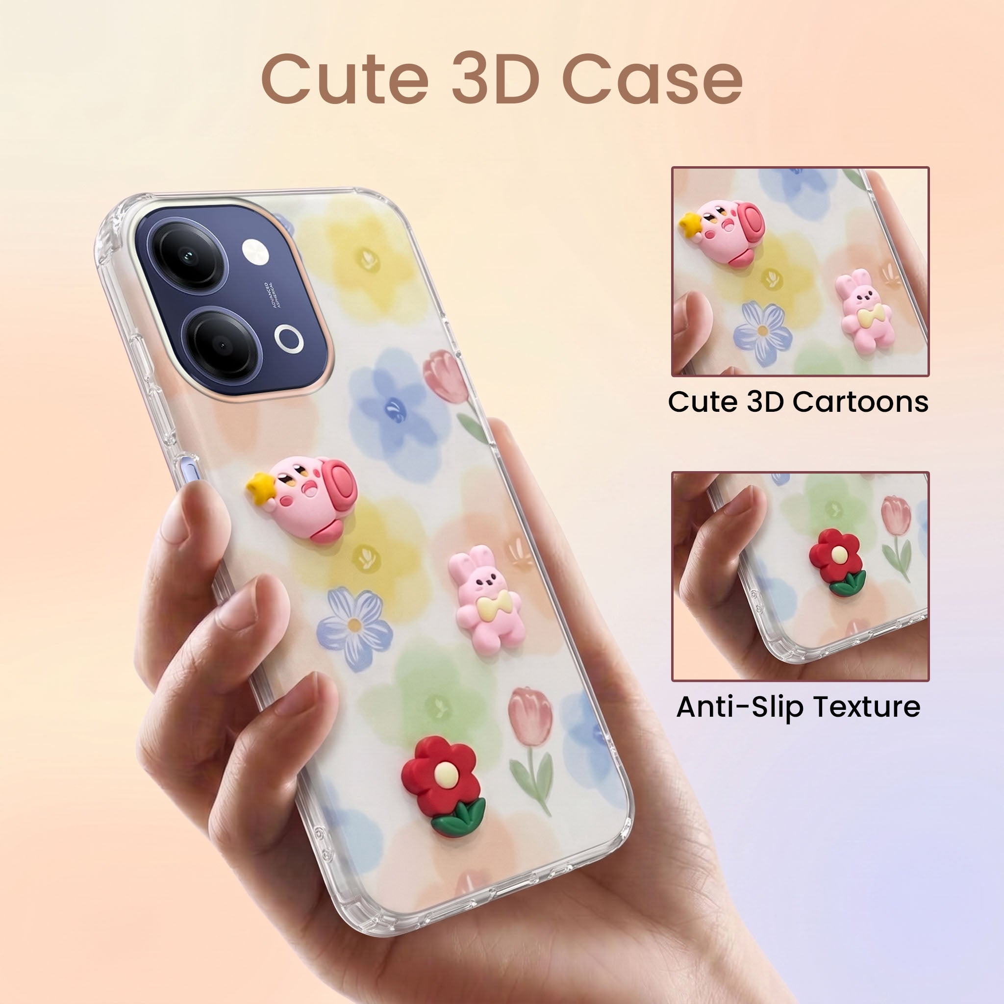 For Vivo iQOO Z11 Lite Back Cover Case (3D Cute Cartoons | Hard Back Side Soft | Matte Premium Finish | HD Printing)