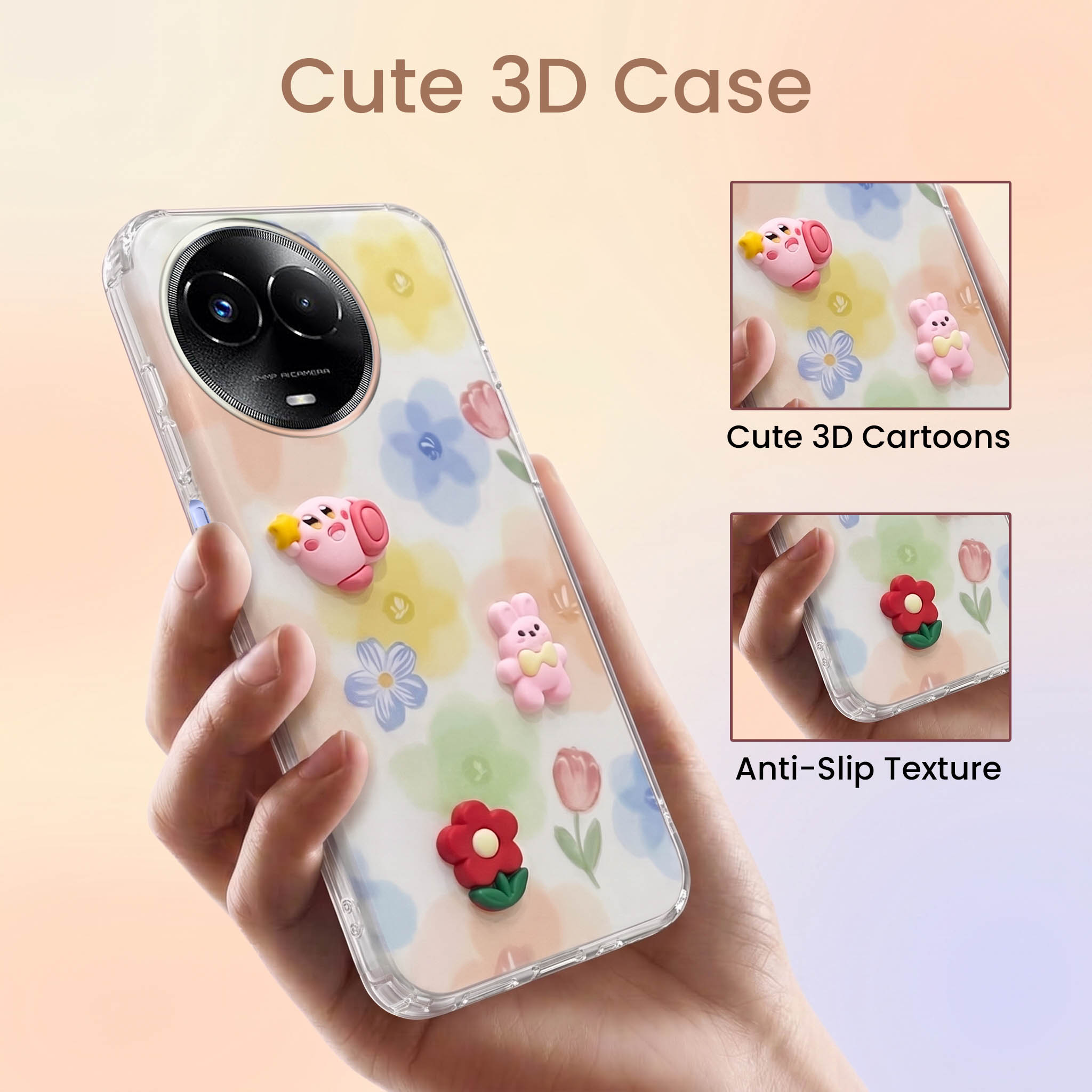 For Realme 11 5G | Realme 11x 5G Back Cover Case (3D Cute Cartoons | Hard Back Side Soft | Matte Premium Finish | HD Printing)