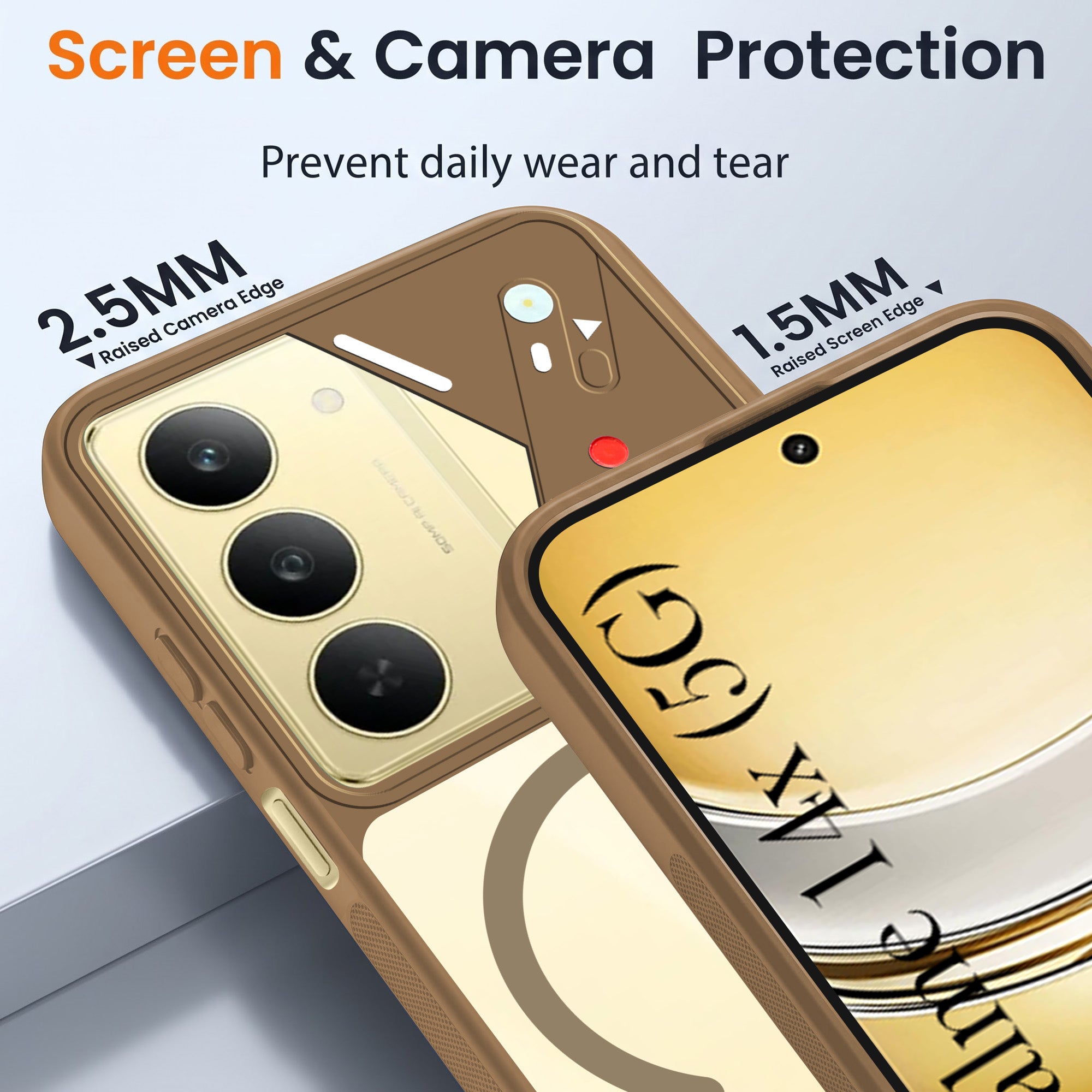 For Realme 14X Back Cover Case Lifetime Anti-Yellow Clear (Camera Protection | Side Grip | Wireless MagSafe Compatible)