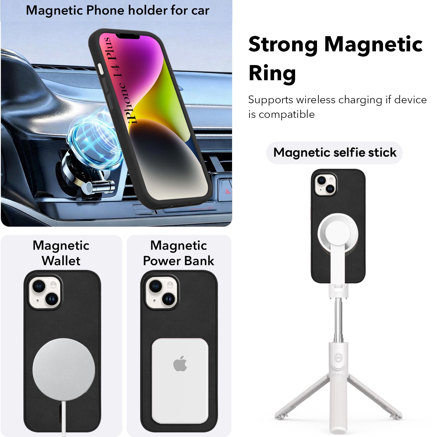 For Apple iPhone 14 Plus Back Cover Case Leather Finish (MagSafe Compatible Wireless Charging | Soft Touch | Camera Bump Protection)