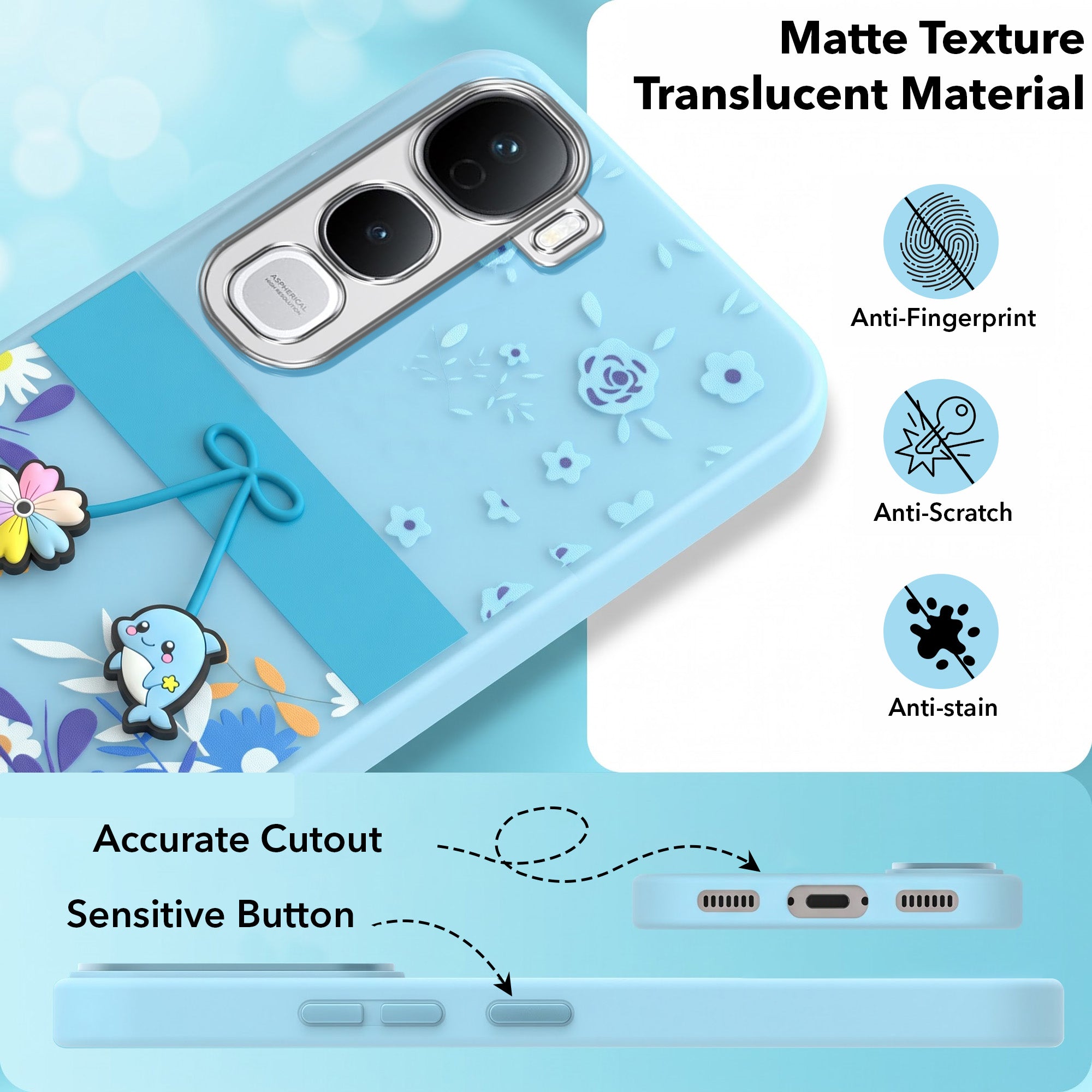 For Vivo Y400 Pro Back Cover Case (3D Cute Cartoons | Hard Back Side Soft | Matte Premium Finish | HD Printing)