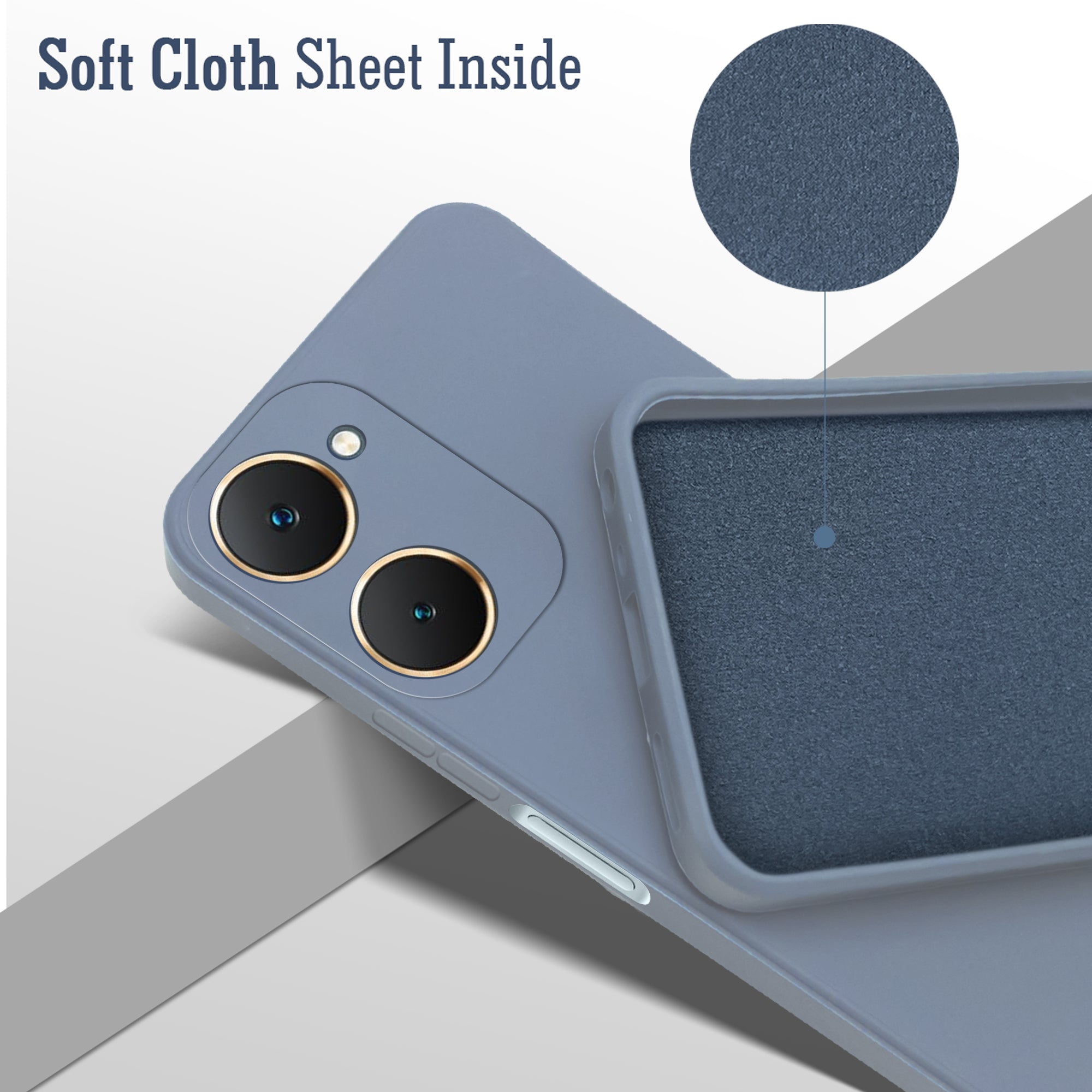 For Vivo Y18 | Y18e | Y03 | Y18i | Y18t Back Cover Case (Matte Finish Silicone with Inside Fiber Cloth)