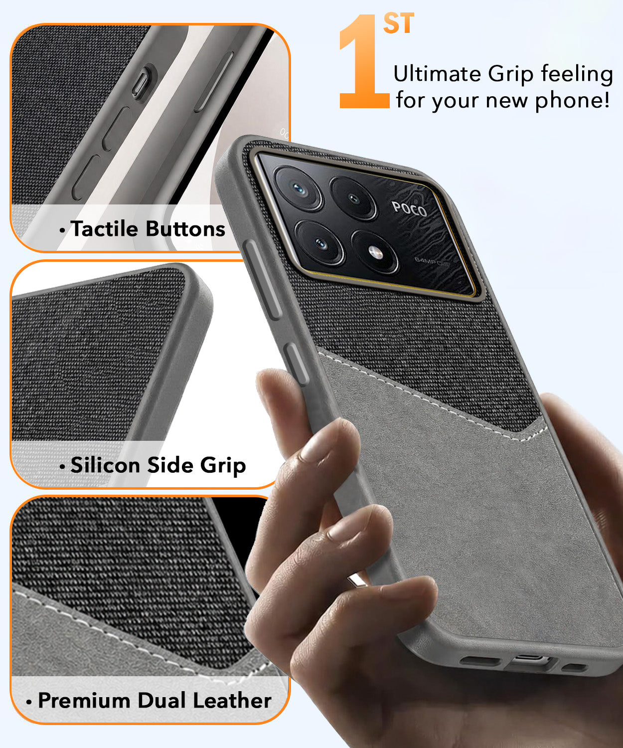 For Poco X6 Pro 5G Back Cover Case (Dual PU Leather Stitch | Professional Minimalist | Soft and Flexible)