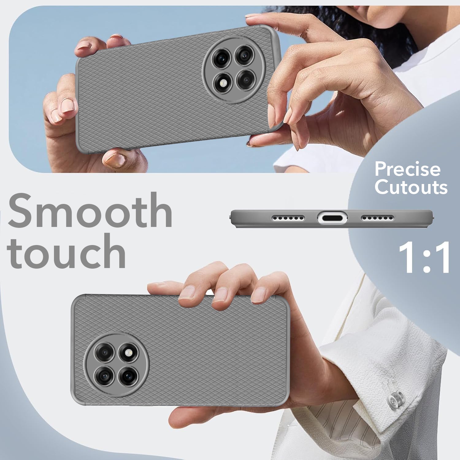 For OnePlus 13R 5G Back Cover Case (Liquid Silicone | Side Grip | Camera Protection)