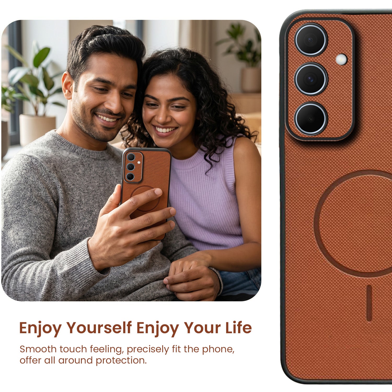 For Samsung Galaxy A35 5G Back Cover Case PU Leather (Texture Grip Design | Professional Minimalist | Camera Protection | Soft and Flexible)