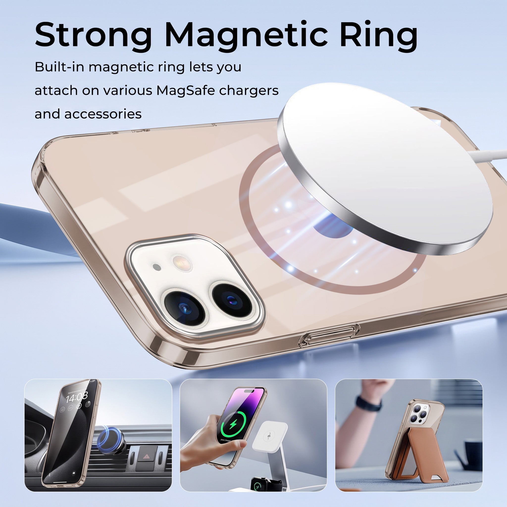 For Apple iPhone 12 Back Case Cover Crystal Anti Yellow (Unbreakable PC | MagSafe Wireless Charging Support |Camera Protection Bump)