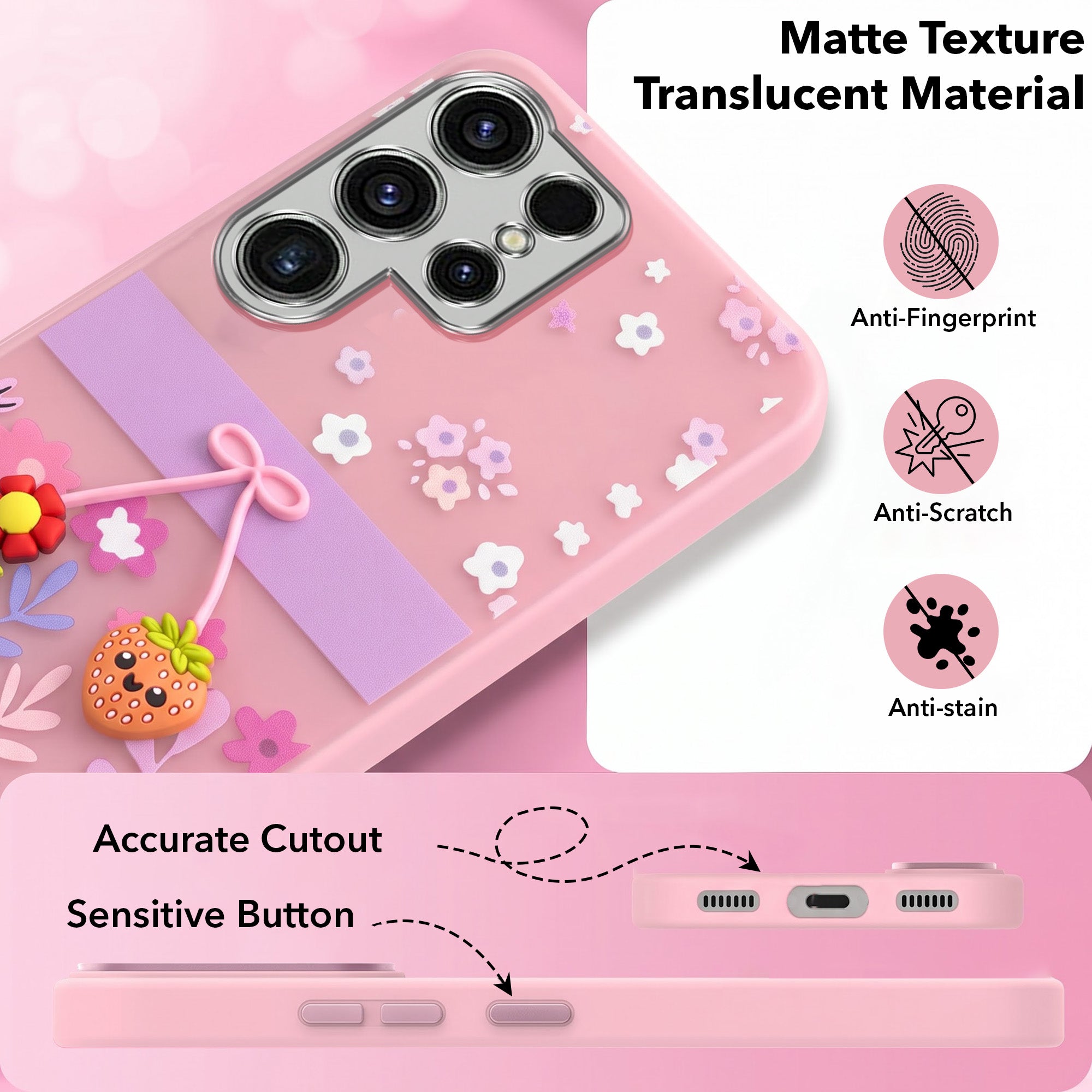 For Samsung Galaxy S23 Ultra Back Cover Case (3D Cute Cartoons | Hard Back Side Soft | Matte Premium Finish | HD Printing)