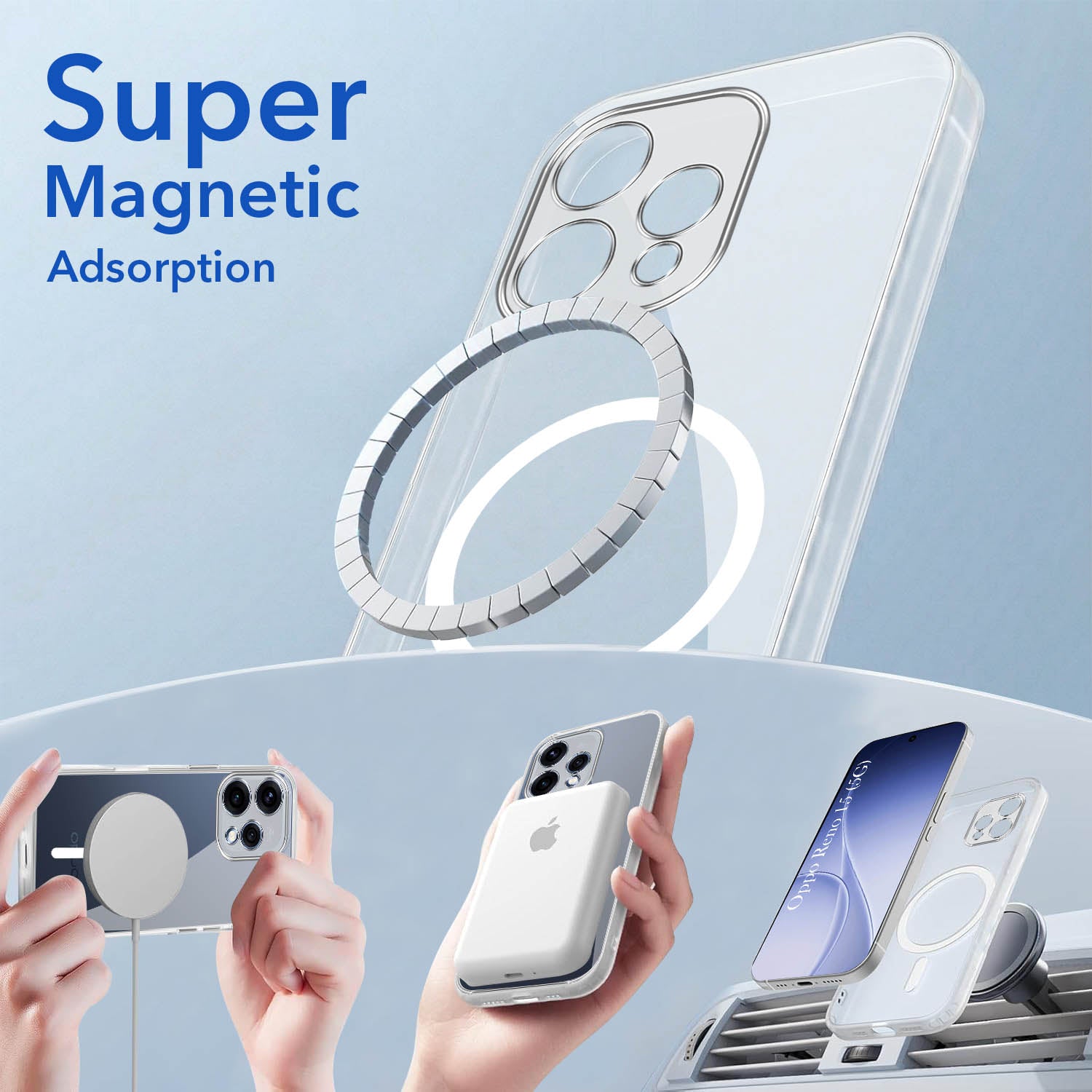 For Oppo Reno15 5G | Oppo Reno 15 5G Back Cover Case Lifetime Anti-Yellow MagSafe Compatible Clear (Sleek Hard Crystal | Shockproof and Camera Protection)
