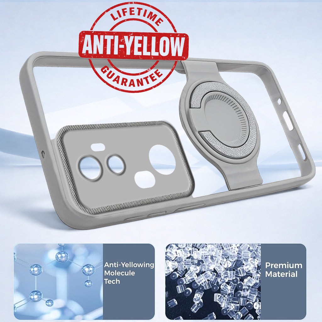 For Vivo T4 Ultra Back Cover Case with stand (Built-in Ring Holder Kickstand | Lifetime Anti Yellow | Camera Protection)