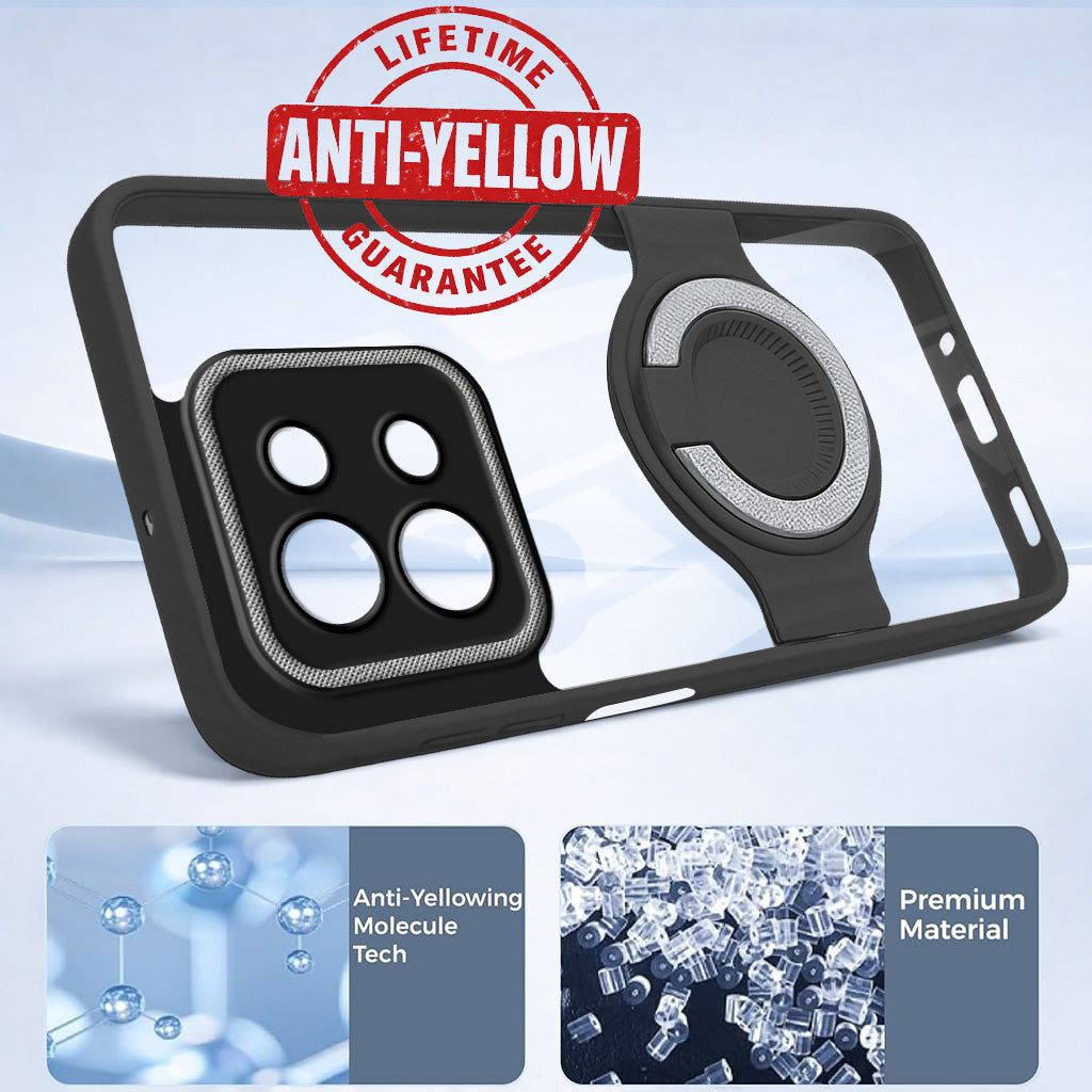 For Vivo Y58 5G Back Cover Case with stand (Built-in Ring Holder Kickstand | Lifetime Anti Yellow | Camera Protection)