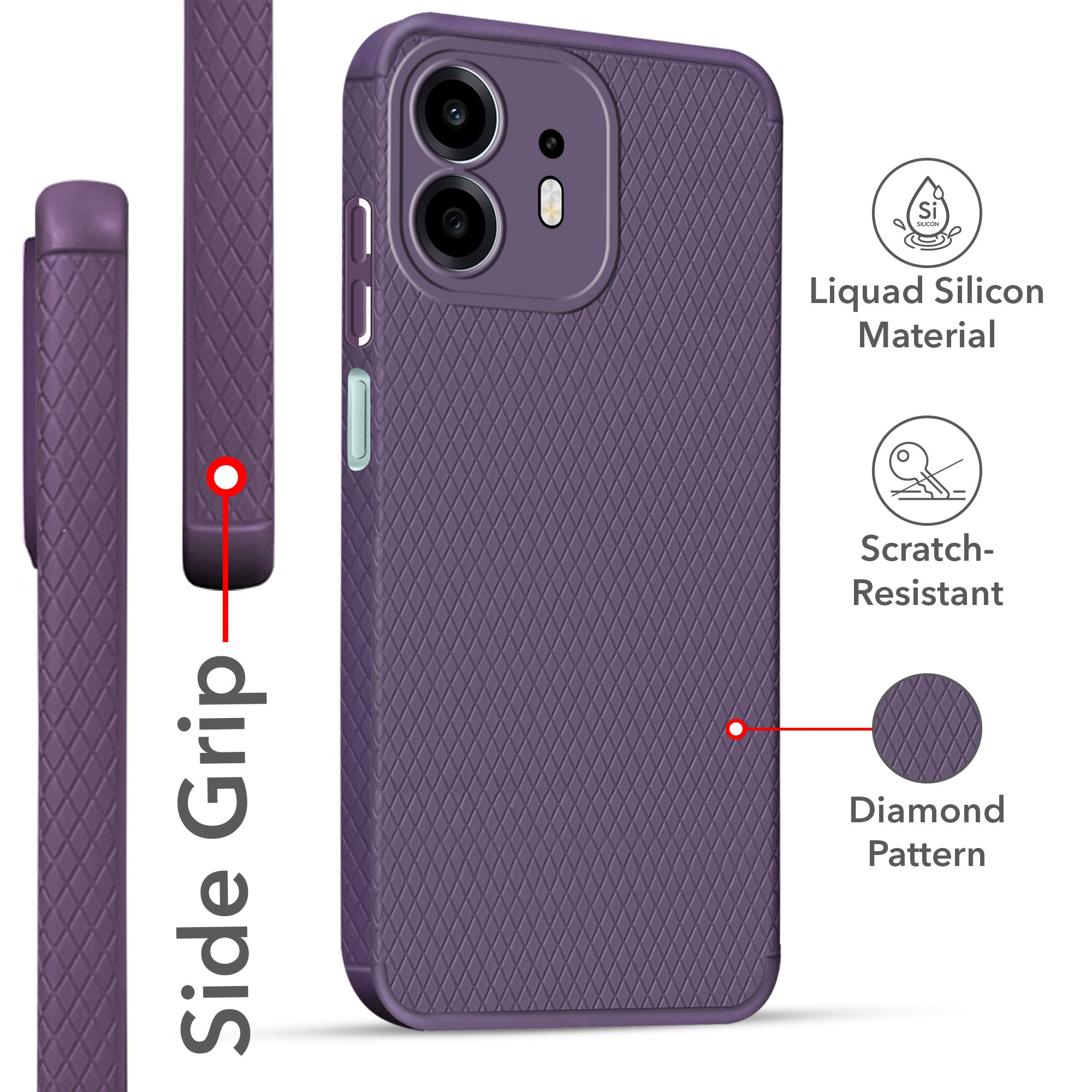 For OnePlus N6 Back Cover Case Liquid Silicone (Camera Protection | Side Grip Texture | Soft and Flexible)