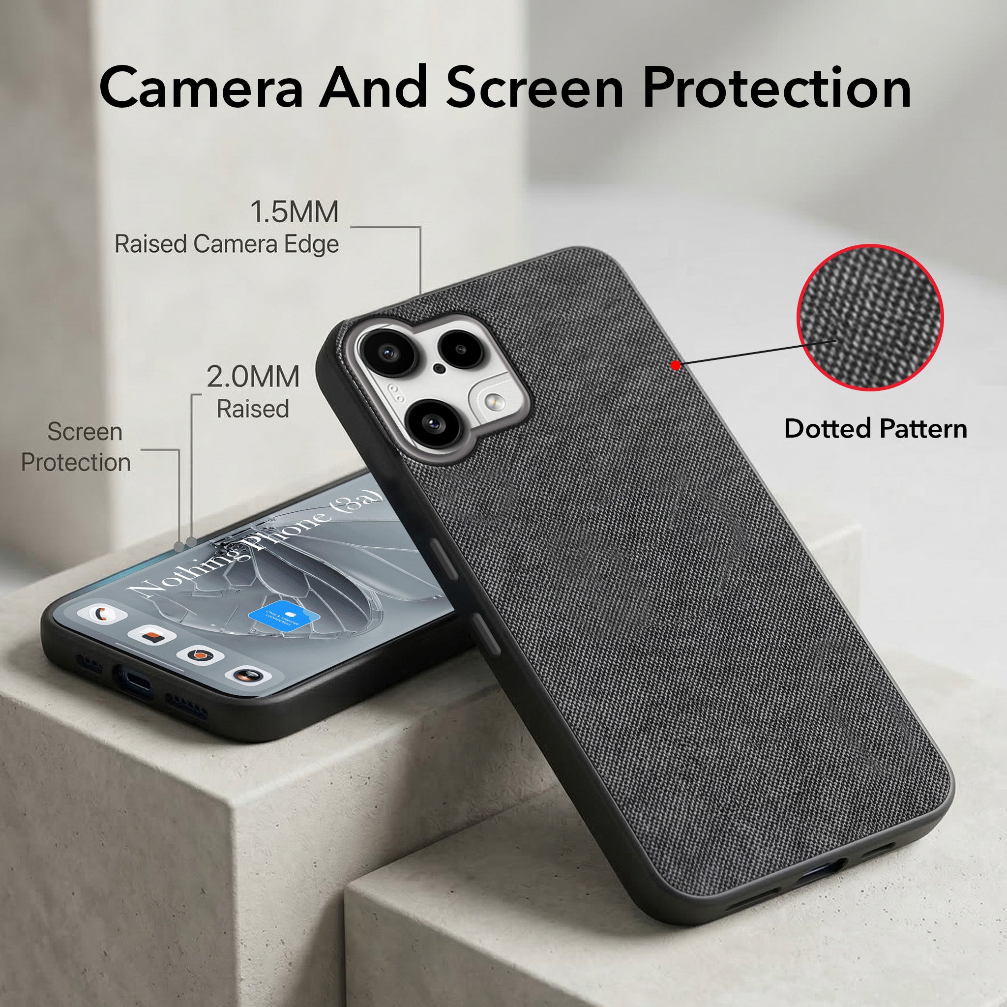 For Nothing Phone 3A Lite Combo (Textured Grip Design | Micro-Fiber Cloth Inside | Oleophobic Coating Screen Glass)