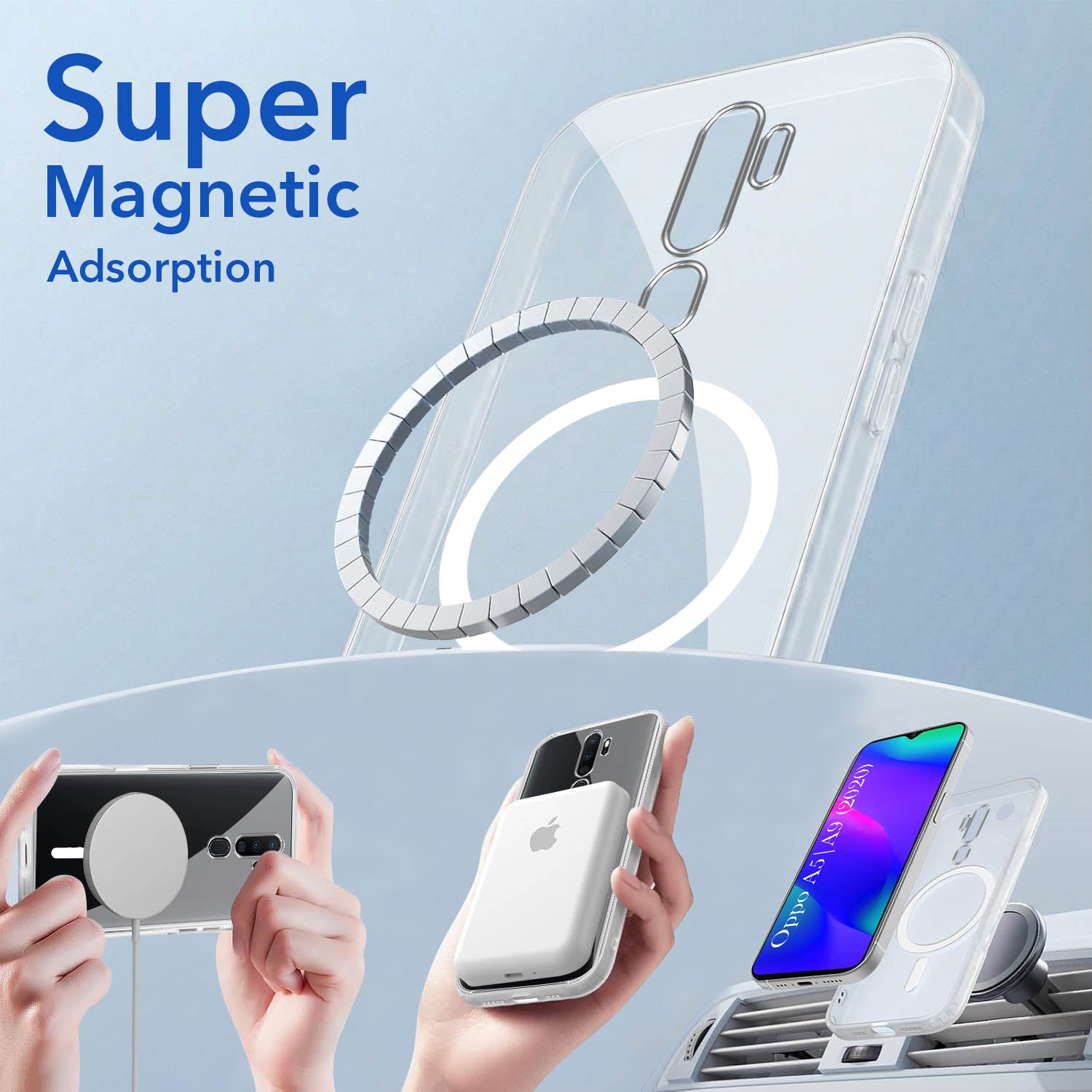 For Oppo A5 (2020) | A9 (2020) Back Cover Case Lifetime Anti-Yellow MagSafe Compatible Clear (Sleek Hard Crystal | Shockproof and Camera Protection)