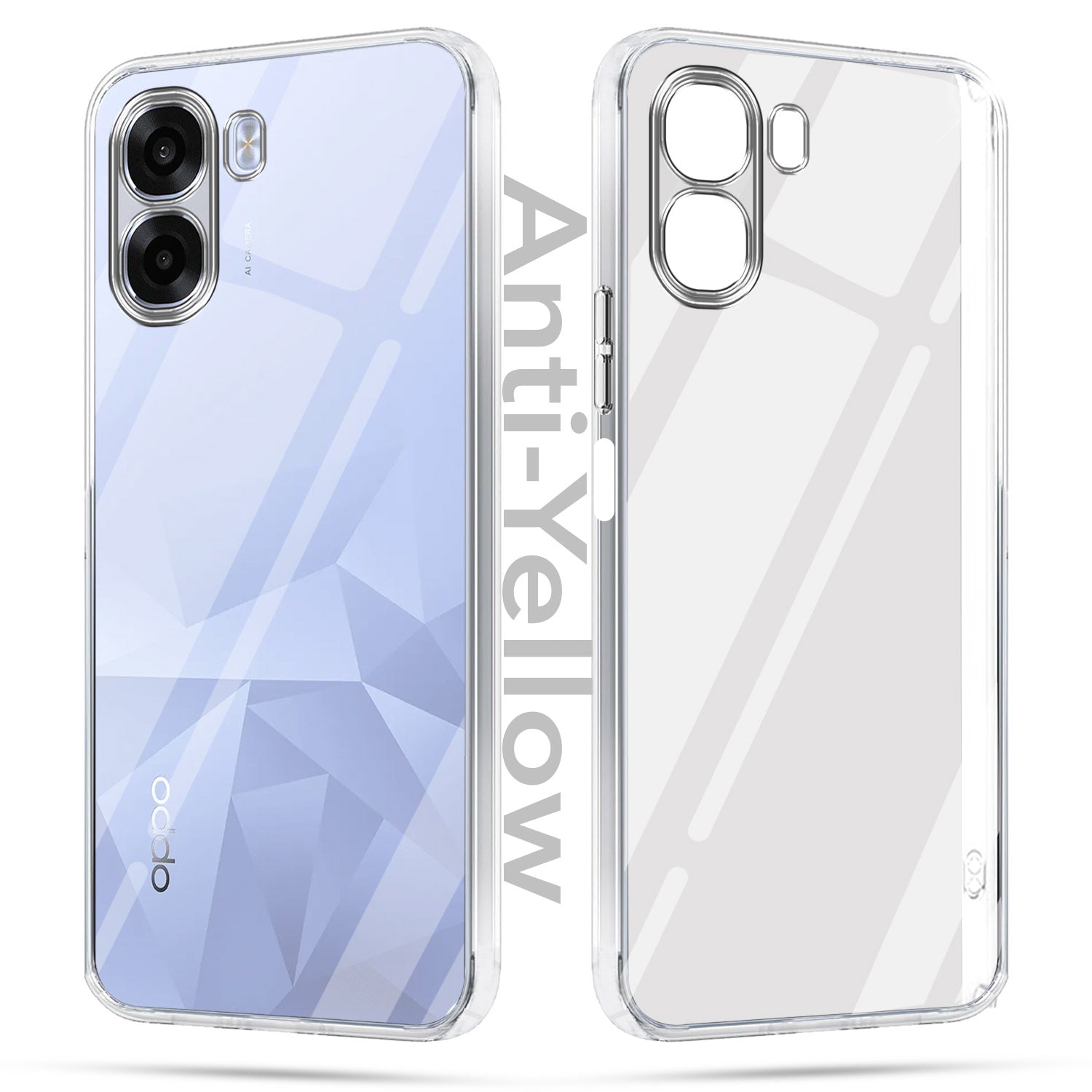 For Oppo K14x 5G Combo with Back Cover and 9H Tempered Glass (Lifetime Anti-Yellow | Sleek Hard Crystal | Oleophobic Coating Screen Glass)