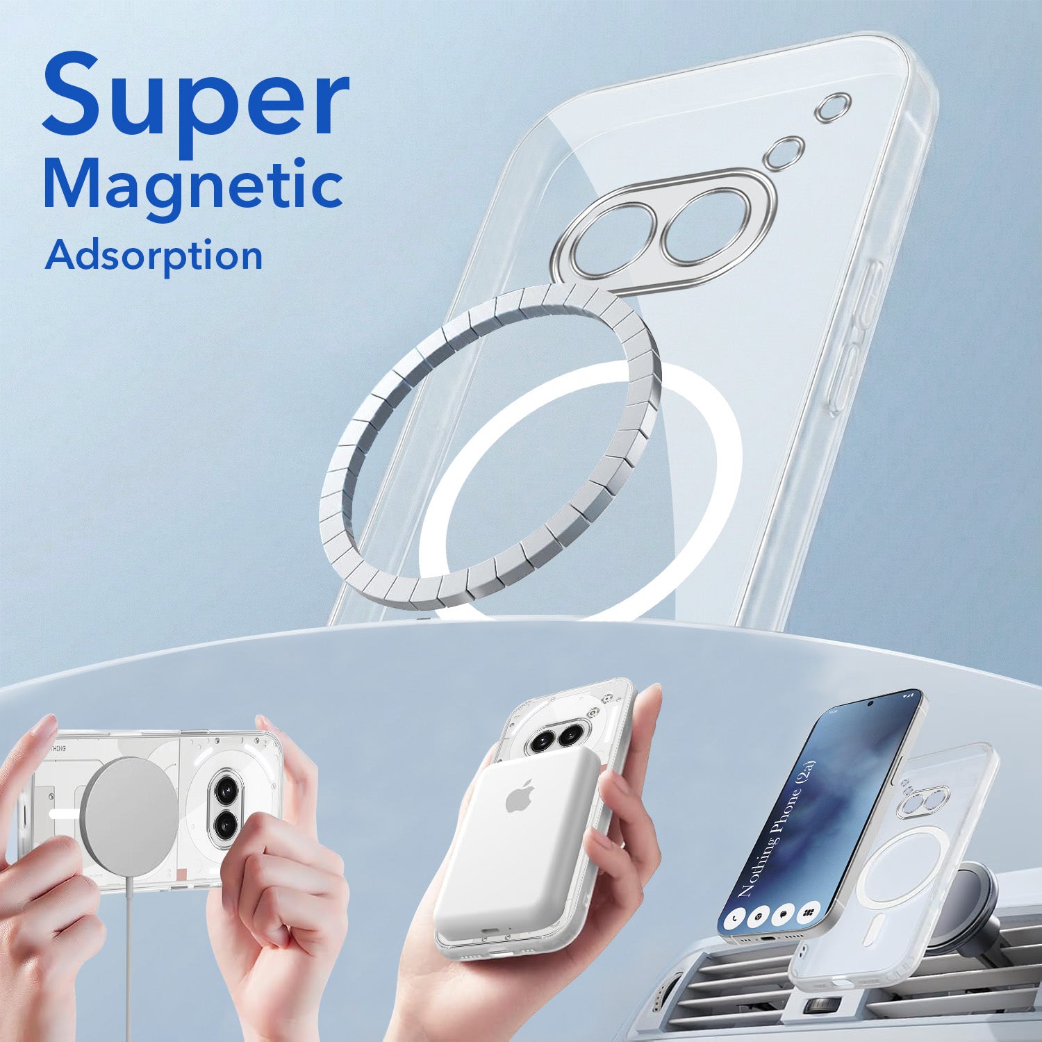 For Nothing Phone 2A 5G Back Cover Case Lifetime Anti-Yellow MagSafe Compatible Clear (Sleek Hard Crystal | Shockproof and Camera Protection)