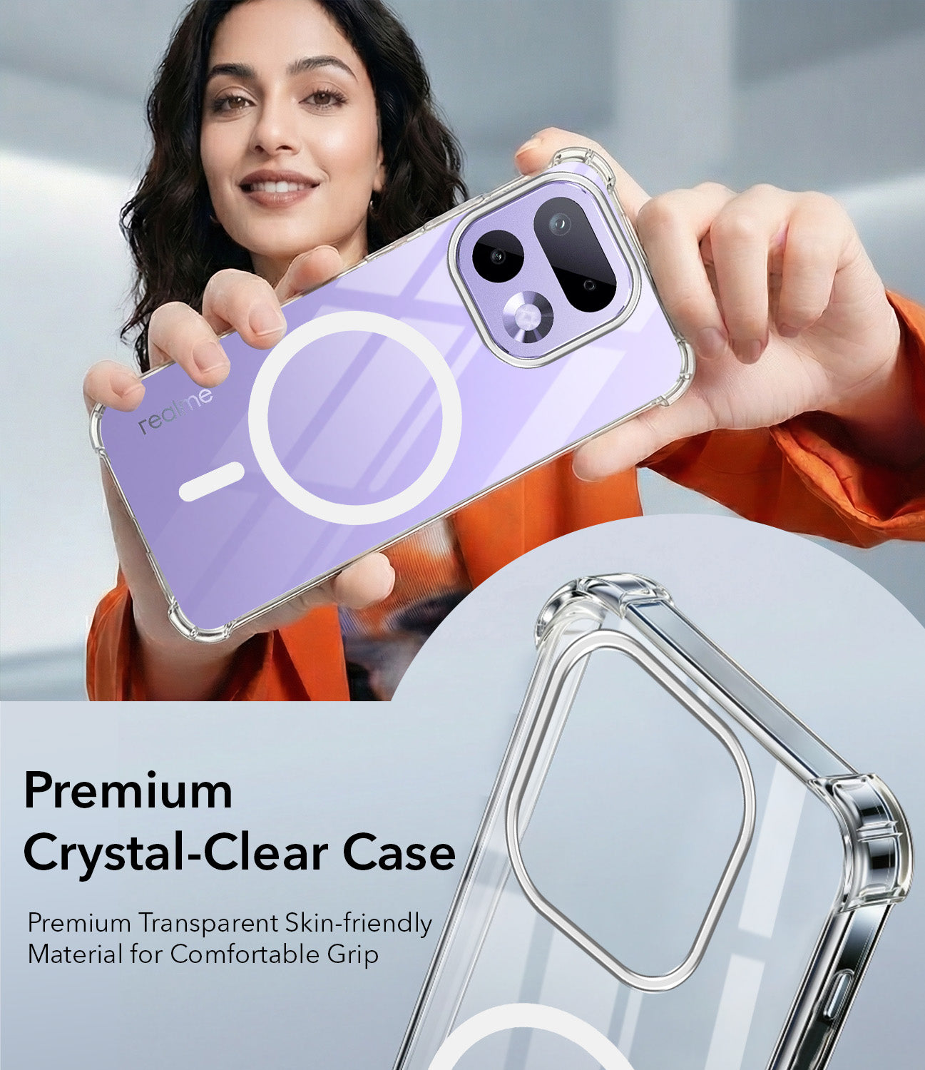 For Realme 16 Pro Back Cover Shockproof Crystal-Clear (Magsafe Wireless Support | Drop & Camera Protection | Hard Polycarbonate)