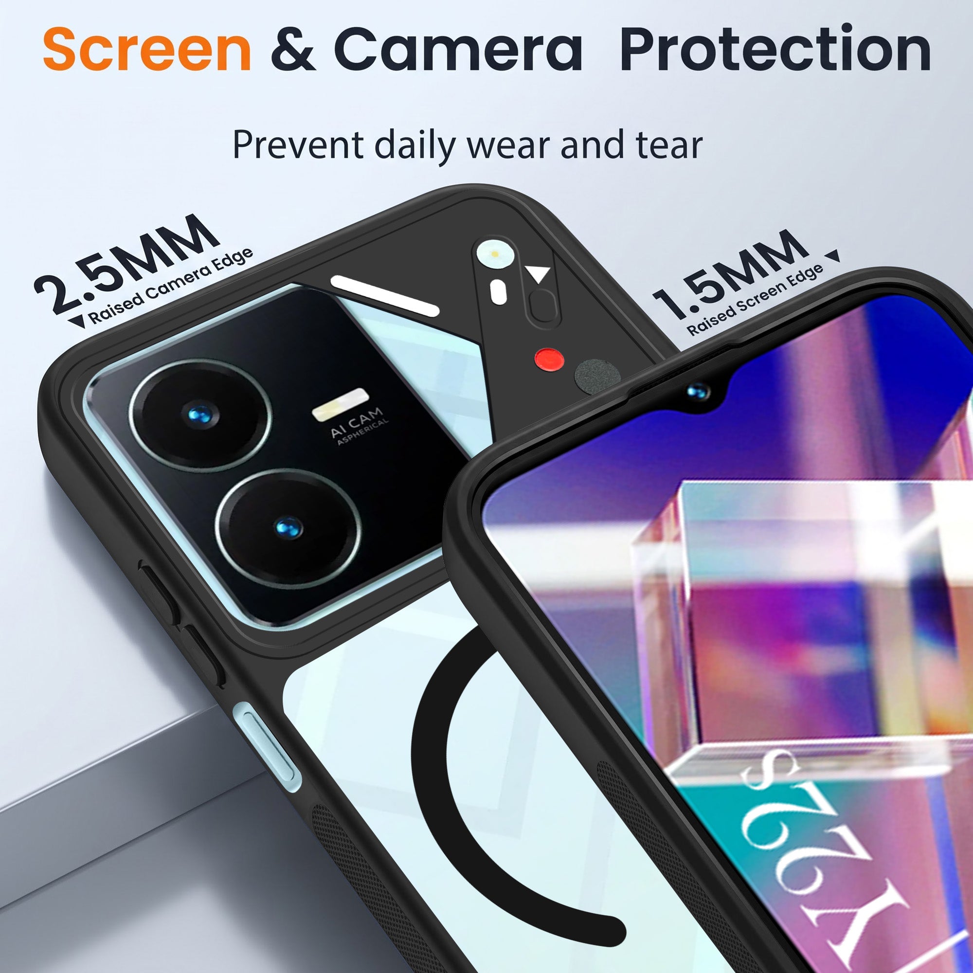For Vivo Y22 | Vivo Y22s Back Cover Case Lifetime Anti-Yellow Clear (Camera Protection | Side Grip | Wireless MagSafe Compatible)