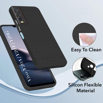 For Vivo Y20A | Y20T | Y20G Back Cover Case (Liquid Silicone | Side Grip | Camera Protection)