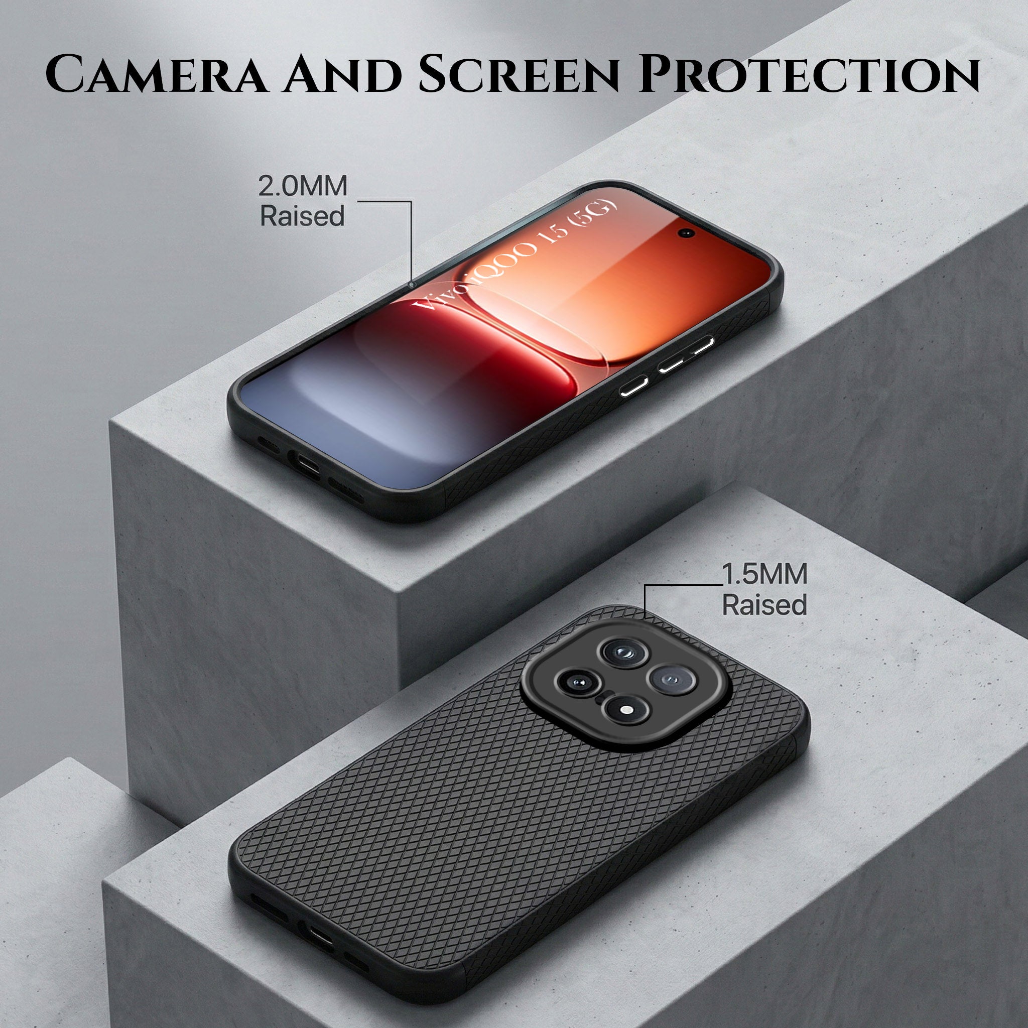 For Vivo iQOO 15 5G Combo with Back Cover and 9H Tempered Glass (Liquid Silicone | Camera Protection | Oleophobic Coating Screen Glass)