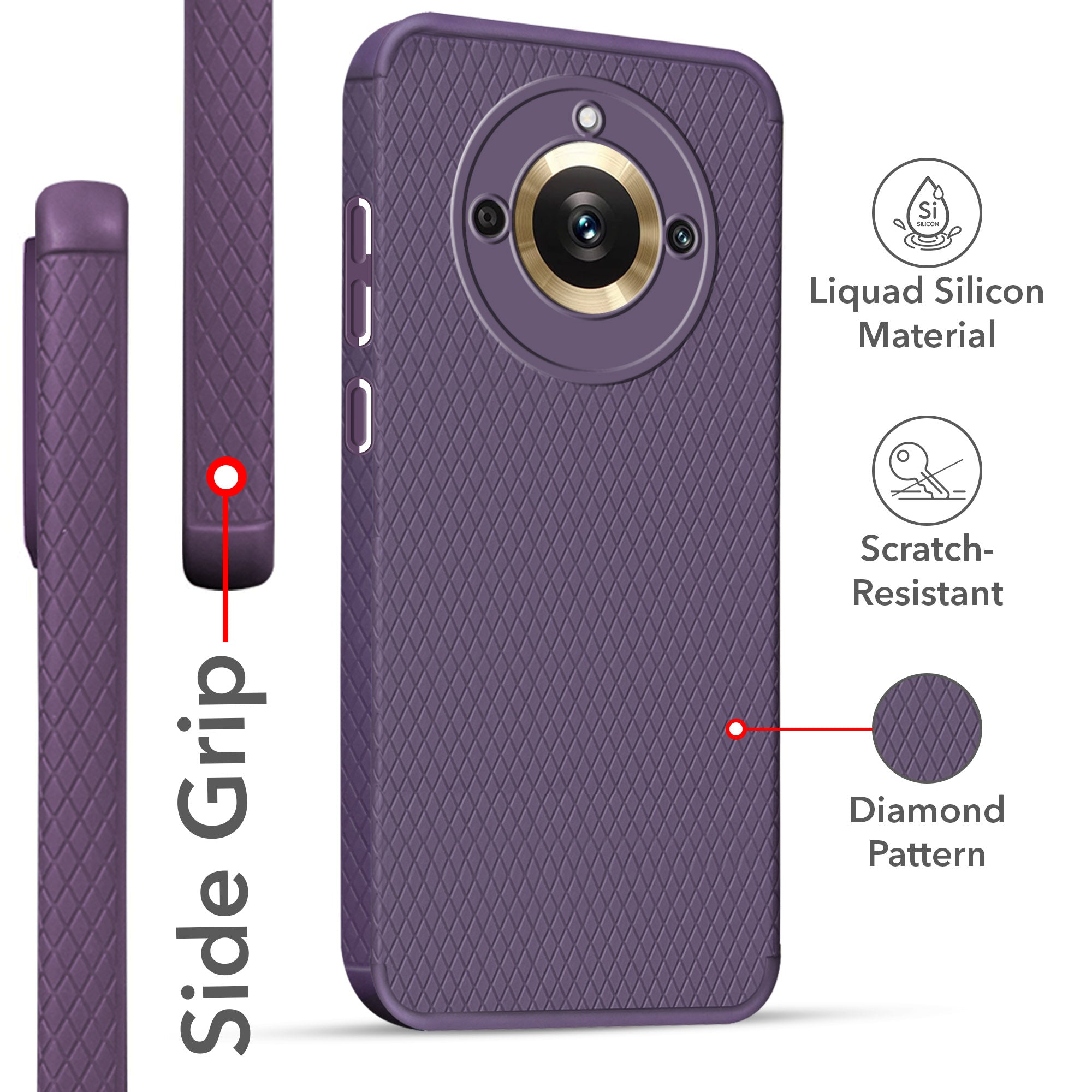 For Realme 11 Pro 5G | 11 Pro Plus Back Cover Case (Liquid Silicone | Side Grip | Camera Protection)