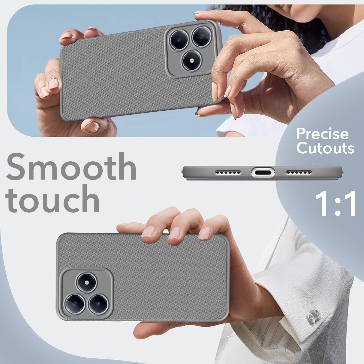 For Realme C63 Back Cover Case (Liquid Silicone | Side Grip | Camera Protection)