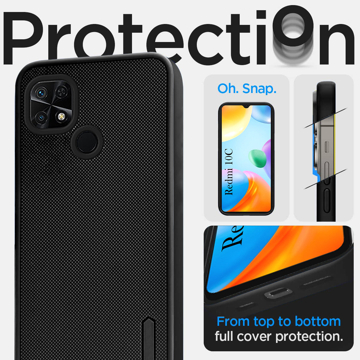 For Xiaomi Redmi 10C Back Cover Case Rubberised (Textured Grip Design | Camera Protection | Slim and Light Weight | Soft Touch and Feel)