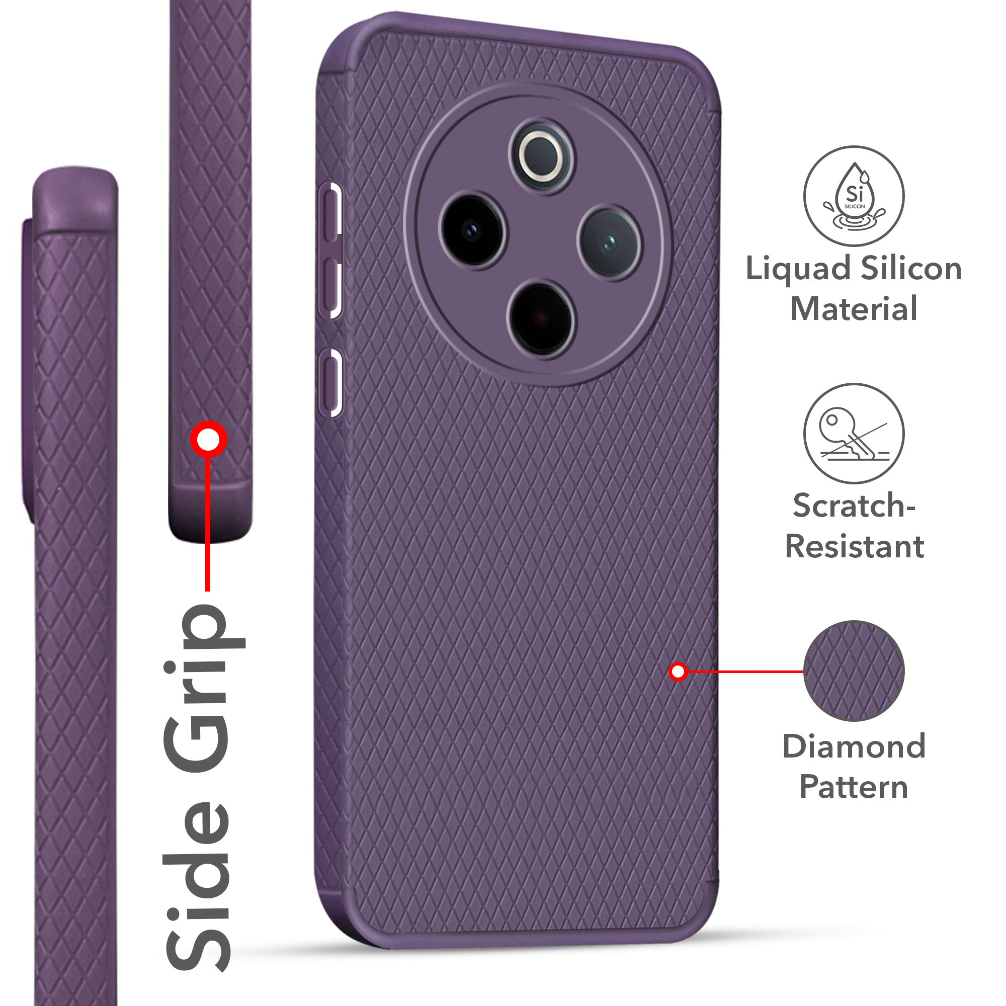 For Vivo iQOO Z10 Back Cover Case (Liquid Silicone | Side Grip | Camera Protection)