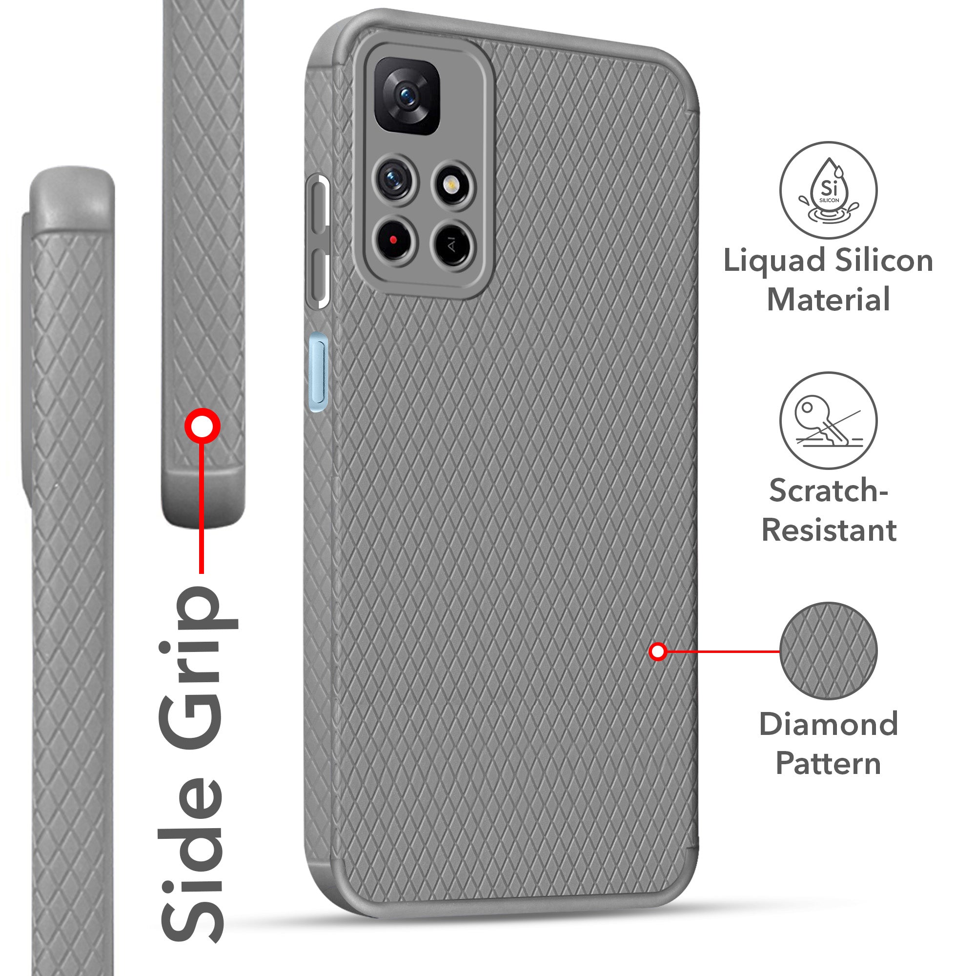 For Xiaomi Redmi Note 11T 5G Back Cover Case Liquid Silicone (Camera Protection | Side Grip Texture | Soft and Flexible)
