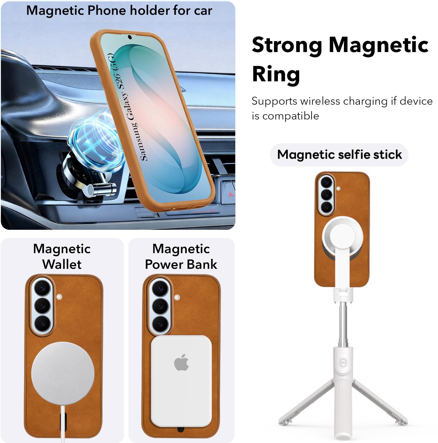 For Samsung Galaxy S26 5G Back Cover Case Leather Finish (MagSafe Compatible Wireless Charging | Soft Touch | Camera Bump Protection)