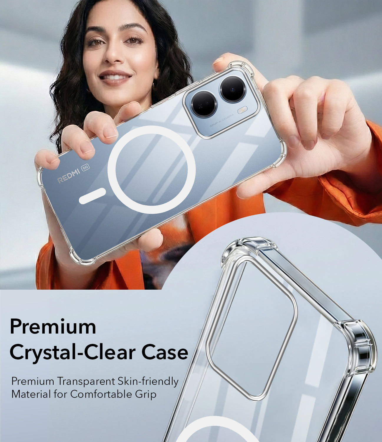 For Redmi 15A 5G Back Cover Shockproof Crystal-Clear (Magsafe Wireless Support | Drop & Camera Protection | Hard Polycarbonate)