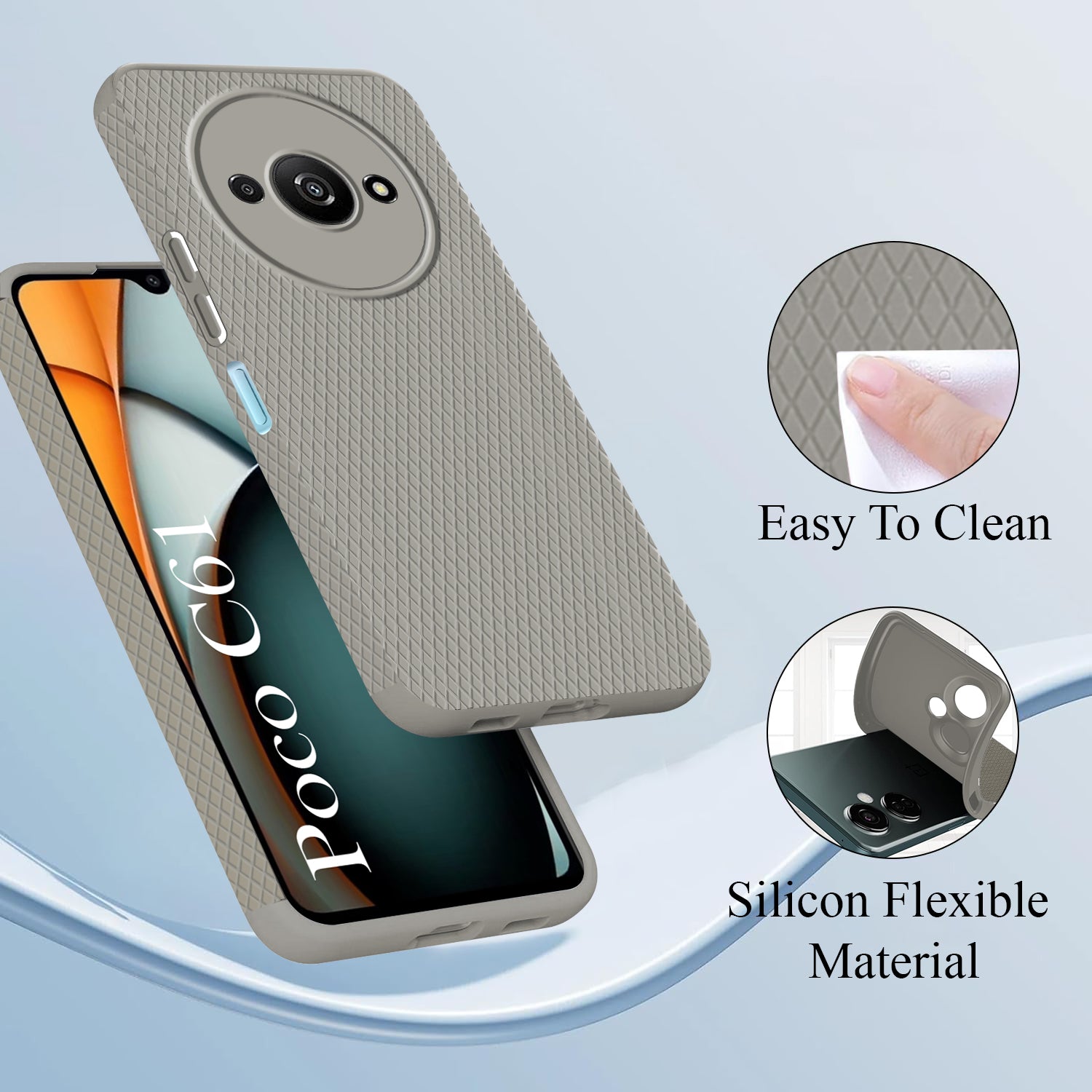 For Xiaomi Poco C61 Back Cover Case (Liquid Silicone | Side Grip | Camera Protection)