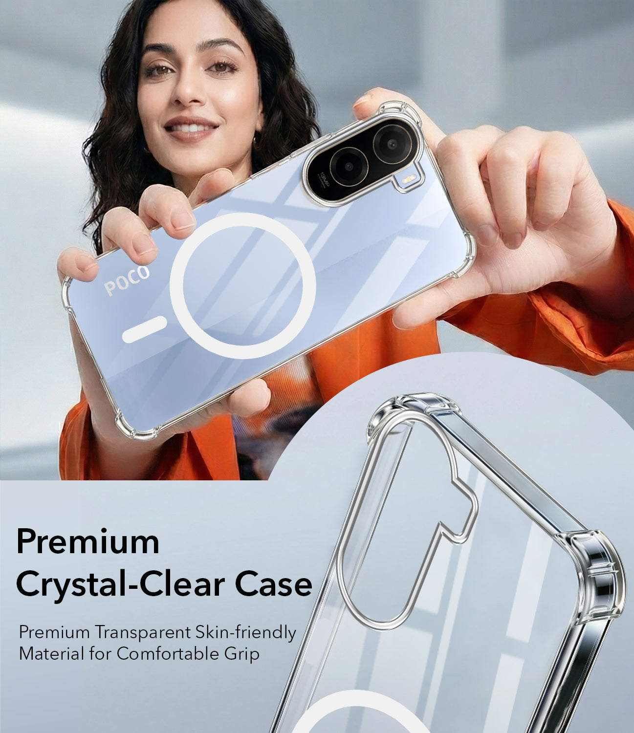 For Poco C81 5G Back Cover Shockproof Crystal-Clear (Magsafe Wireless Support | Drop & Camera Protection | Hard Polycarbonate)