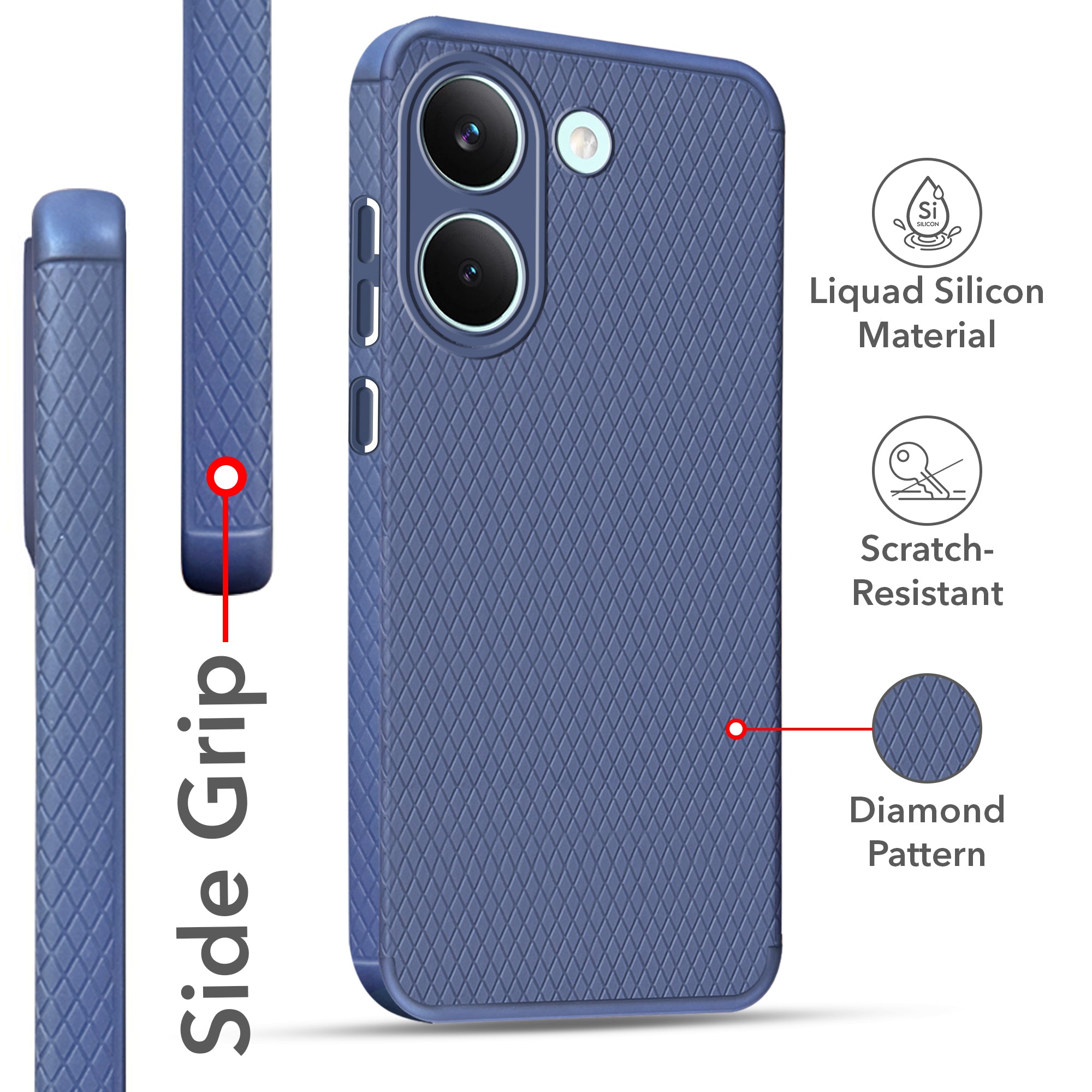 For Poco X8 Pro Back Cover Case Liquid Silicone (Camera Protection | Side Grip Texture | Soft and Flexible)