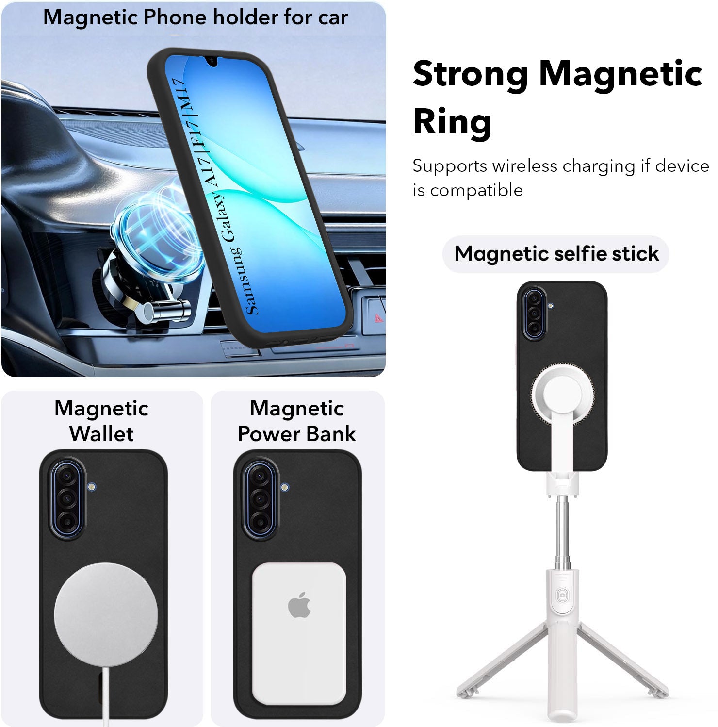 For Samsung Galaxy A17 | Samsung F17 | Samsung M17 5G Back Cover Case Leather Finish (MagSafe Compatible Wireless Charging | Soft Touch | Camera Bump Protection)