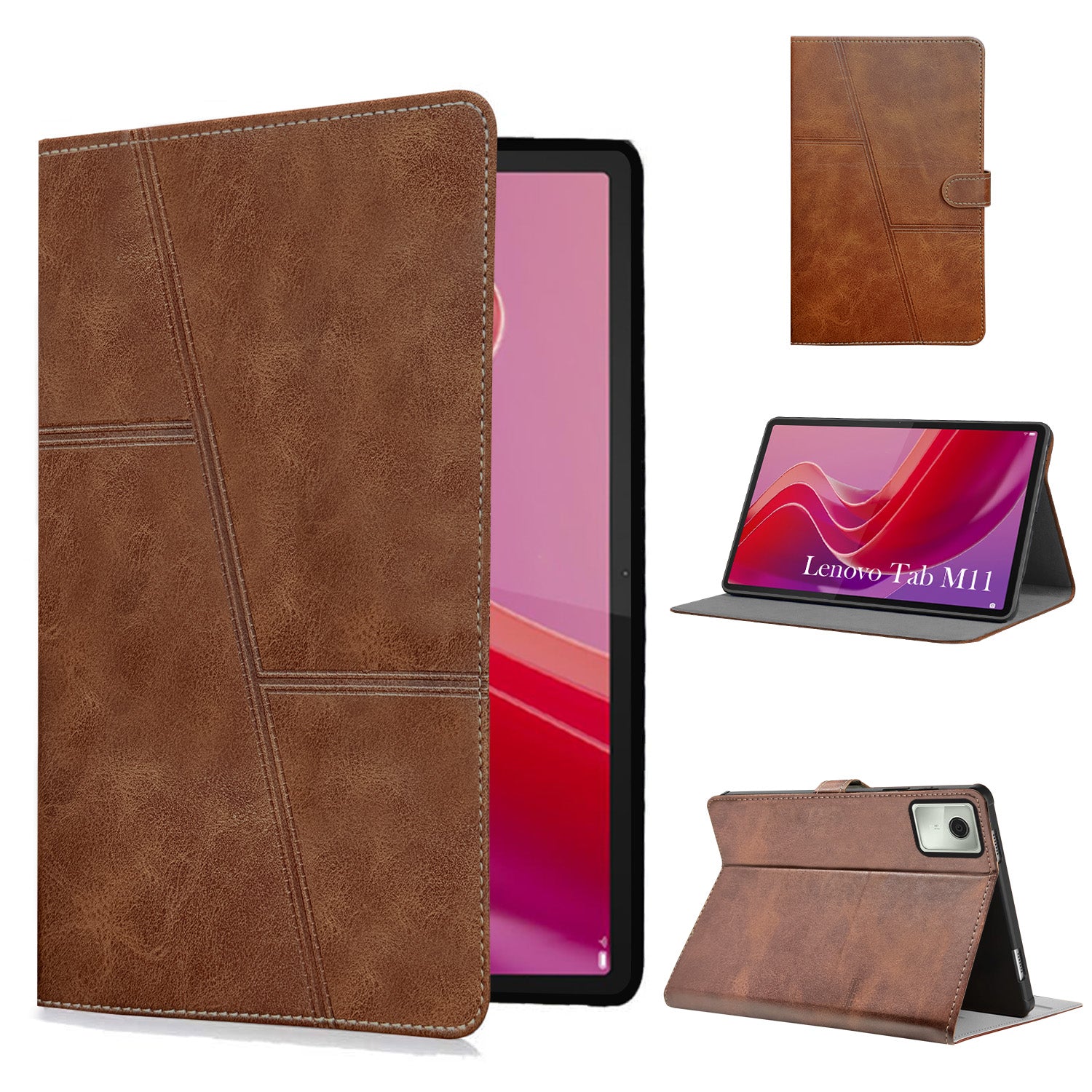 For Flip Cover Folio Case  Lenovo Tab M11 10 Inch TB330FU / TB330KU  (PU Leather | Multi-Angle Smart Stand | Card Storage Slots | Silicone Back Pouch)