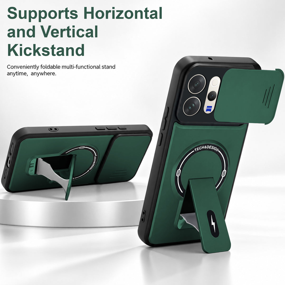 For Vivo V70 | Vivo V70 Elite 5G Back Case Cover Metallic (Hybrid Armor Kickstand | Sliding Shutter Camera Protection | MagSafe Compatible)