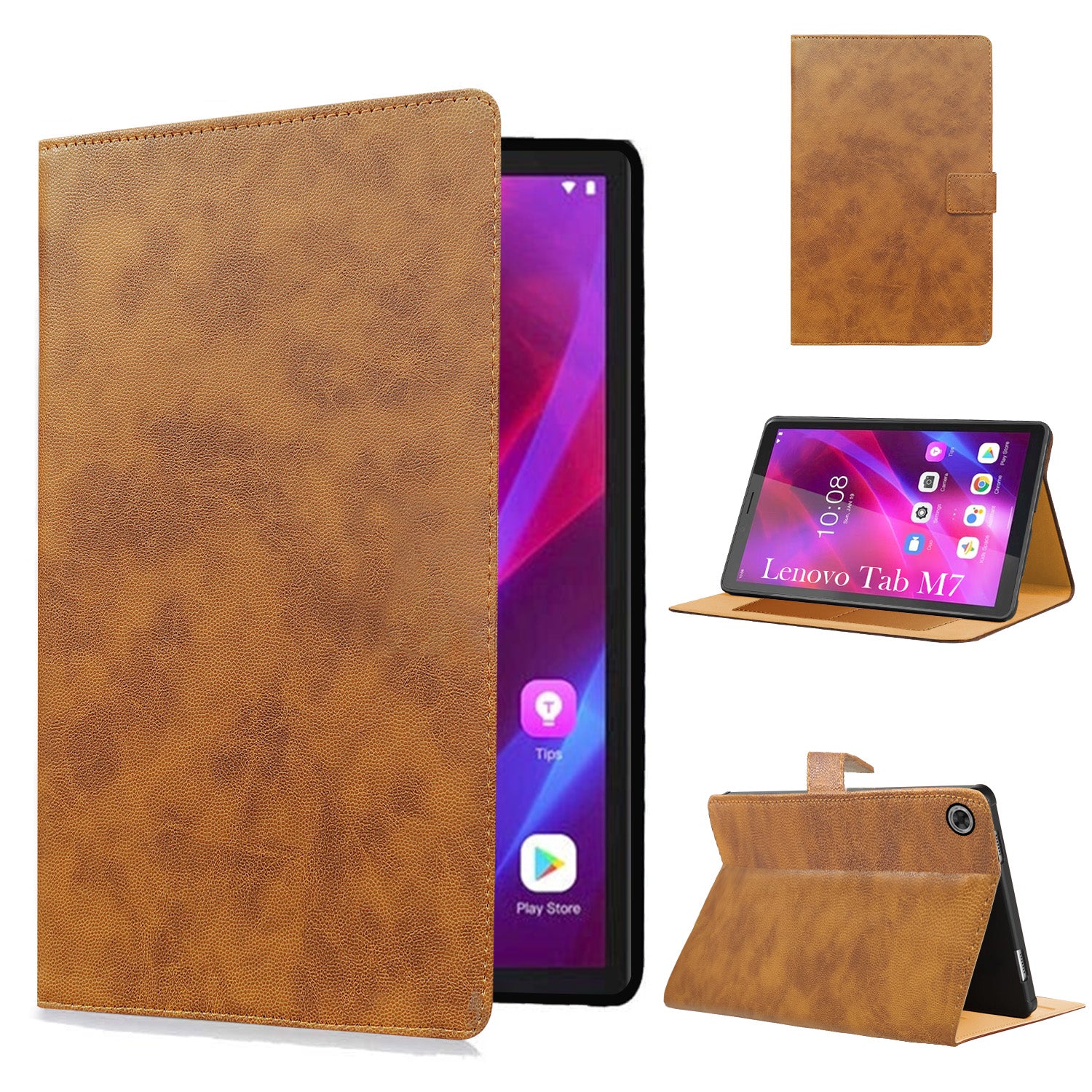 For Lenovo Tab M7 7 Inch TB-7305F/7305X/7305I Flip Cover Folio Cover (PU Leather | Multi-Angle Smart Stand | Card Storage Slots | Silicone Back Pouch)