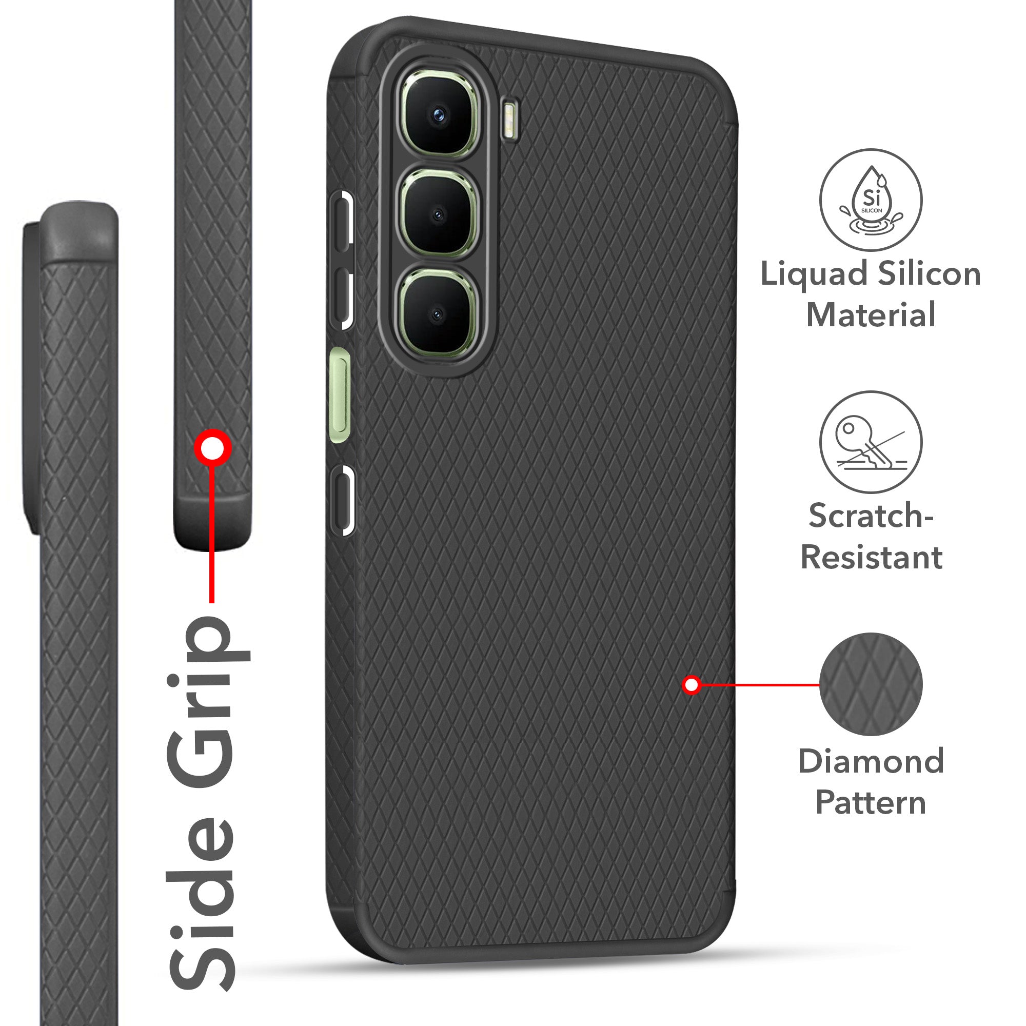 For Infinix Hot 60 5G Back Cover Case (Liquid Silicone | Side Grip | Camera Protection)