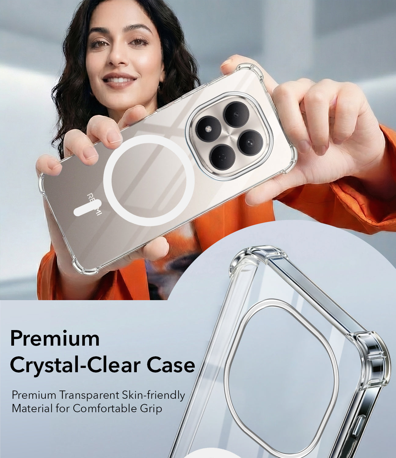For Xiaomi Redmi Note 15 Pro 5G Back Cover Shockproof Crystal-Clear (Magsafe Wireless Support | Drop & Camera Protection | Hard Polycarbonate)
