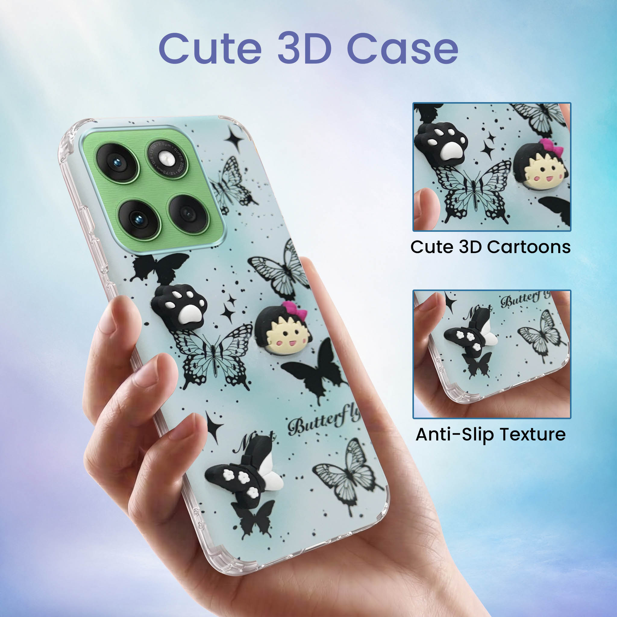 For Motorola Moto Edge 60 Back Cover Case (3D Cute Cartoons | Hard Back Side Soft | Matte Premium Finish | HD Printing)