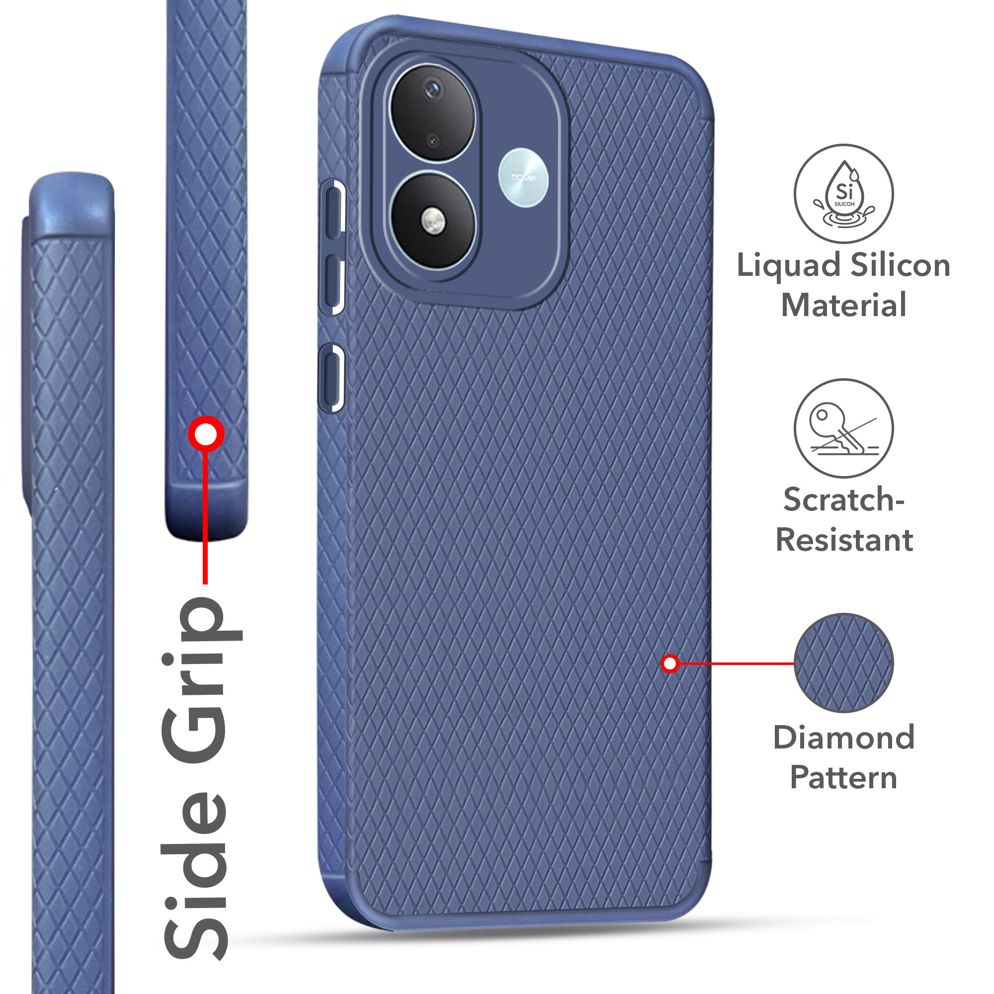 For Redmi Note 17 5G Back Cover Case Liquid Silicone (Camera Protection | Side Grip Texture | Soft and Flexible)