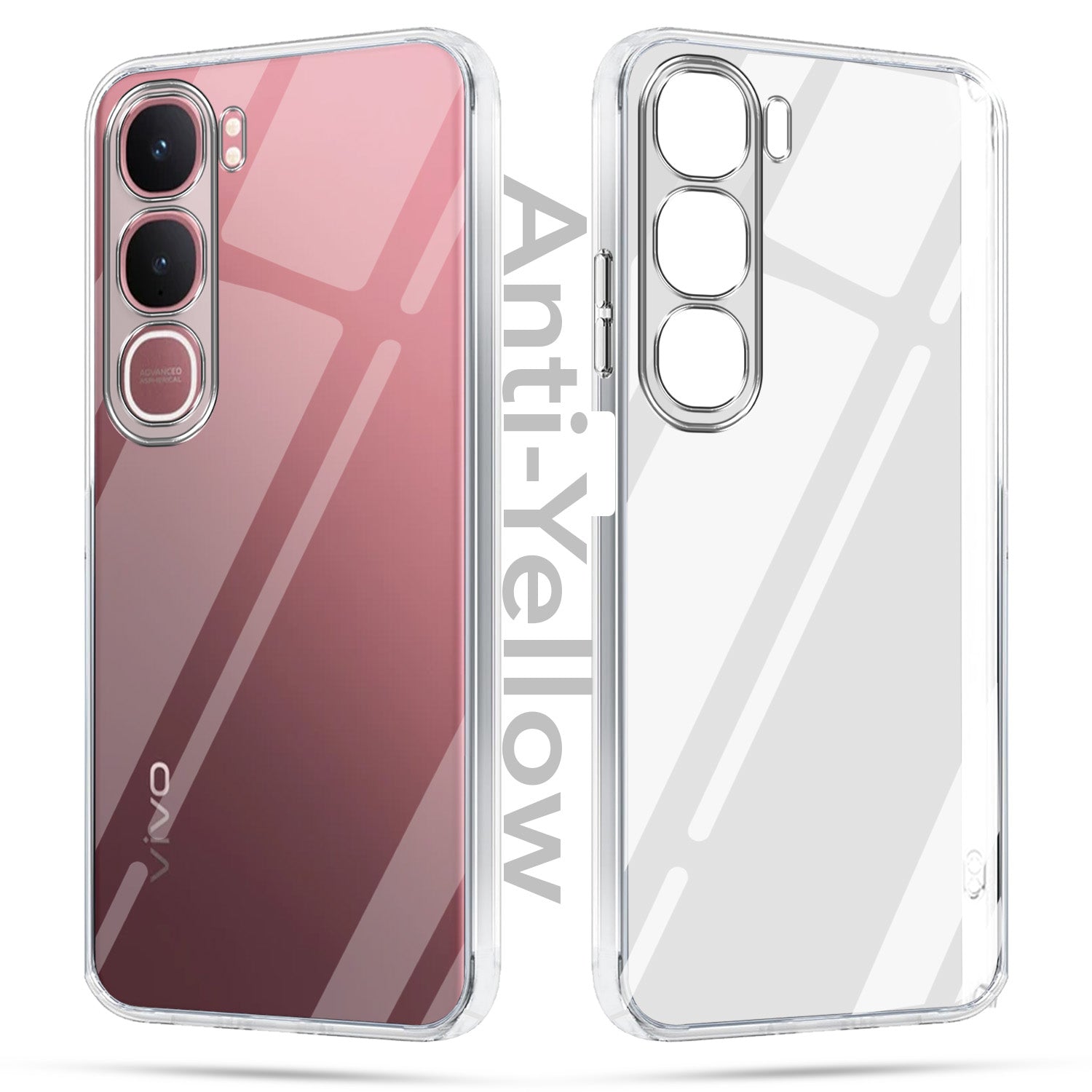 For Vivo Y31 5G Combo with Back Cover and 9H Tempered Glass (Lifetime Anti-Yellow | Sleek Hard Crystal | Oleophobic Coating Screen Glass)