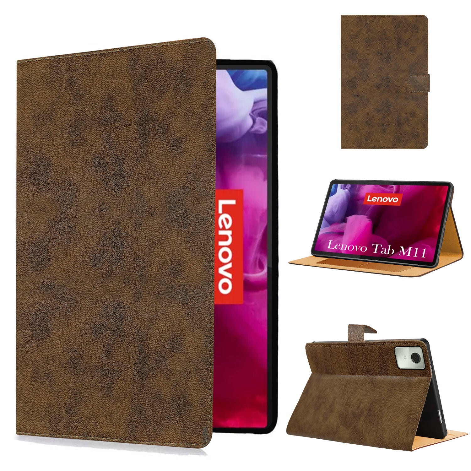 For Lenovo Tab M11 11 Inch TB330FU/TB330KU Flip Cover Folio Cover (PU Leather | Multi-Angle Smart Stand | Card Storage Slots | Silicone Back Pouch)