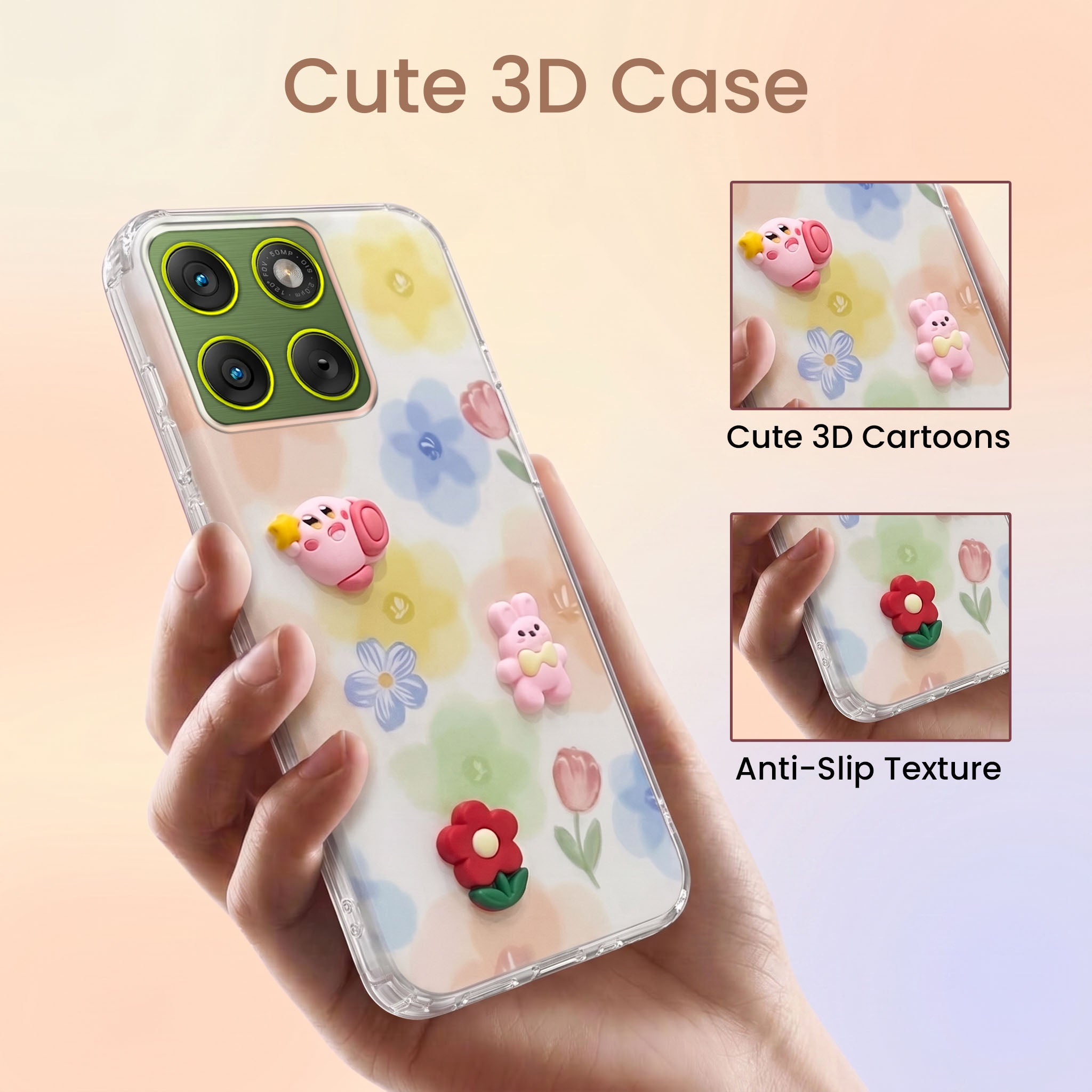 For Motorola Moto Edge 70 Back Cover Case (3D Cute Cartoons | Hard Back Side Soft | Matte Premium Finish | HD Printing)