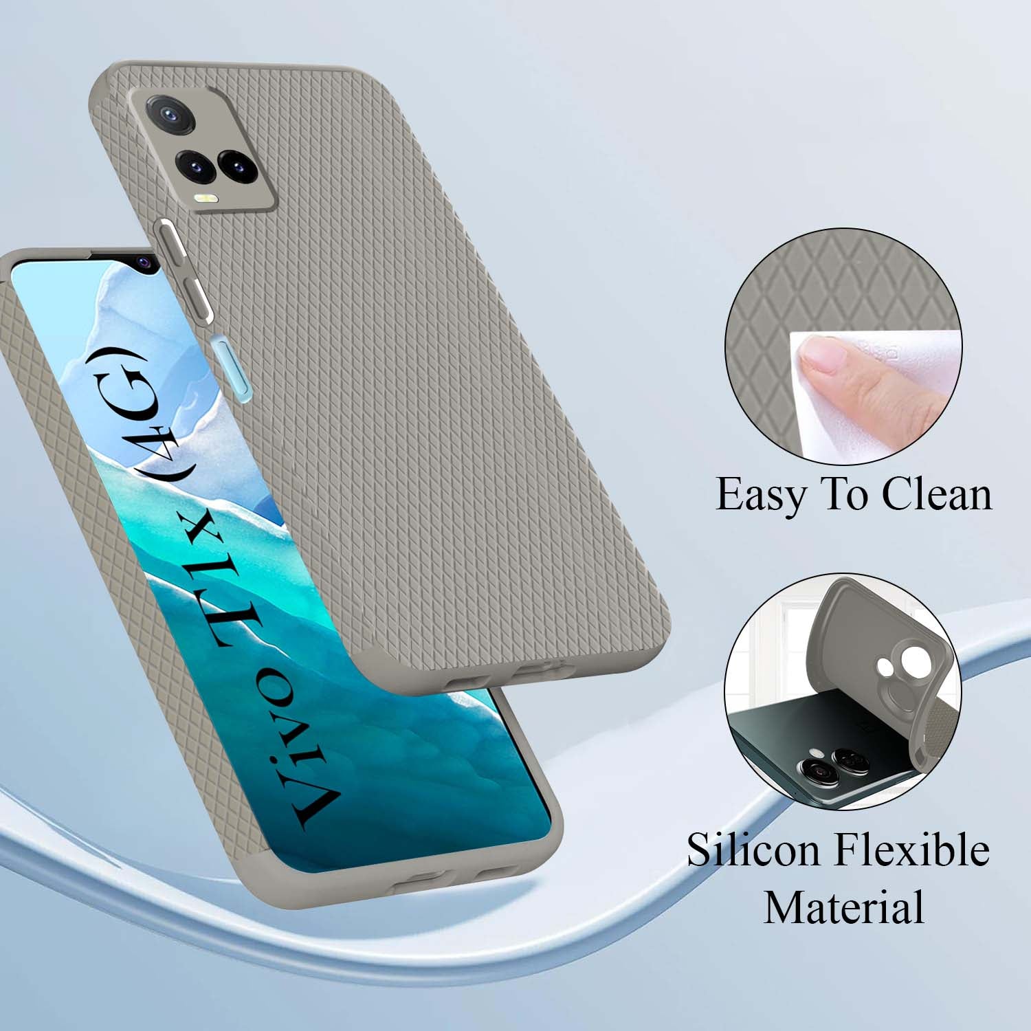For Vivo T1x 4G  Back Cover Case (Liquid Silicone | Side Grip | Camera Protection)