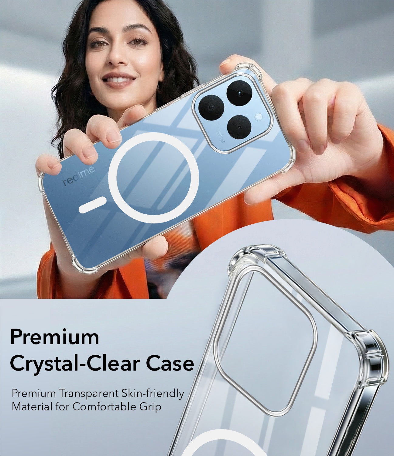 For Realme 15T | Realme Narzo 90 Back Cover Shockproof Crystal-Clear (Magsafe Wireless Support | Drop & Camera Protection | Hard Polycarbonate)