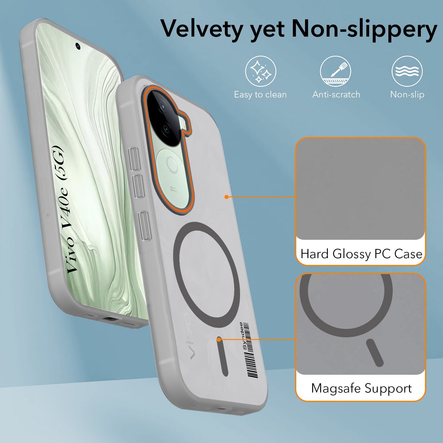 For Vivo V40e Back Cover Case (Soft Touch | Camera Bump Protection | MagSafe Compatible | Matte Finish)