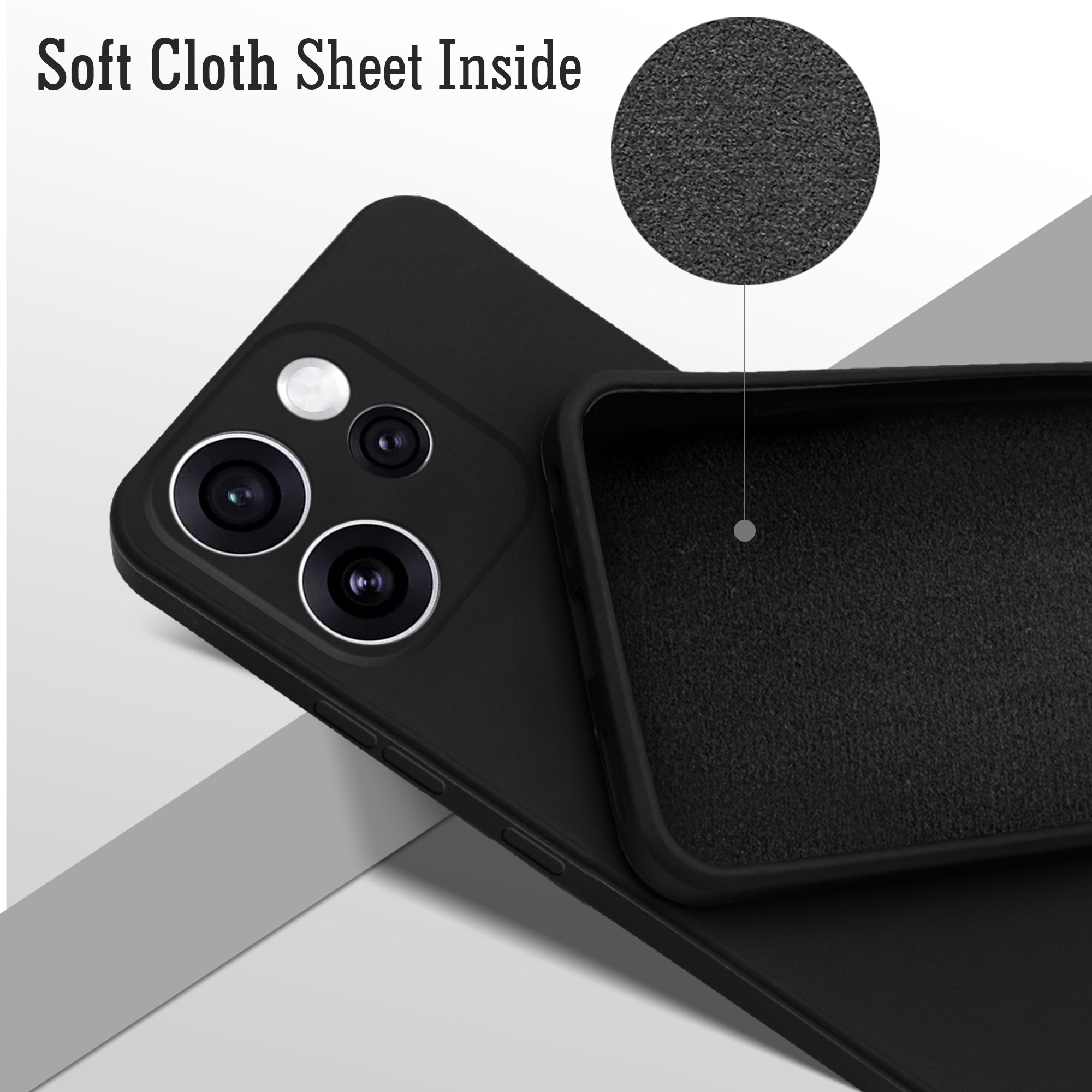 For Oppo Reno15 Pro Mini 5G | Oppo Reno 15 Pro Mini 5G Back Cover Case (Matte Finish Silicone with Inside Fiber cloth)